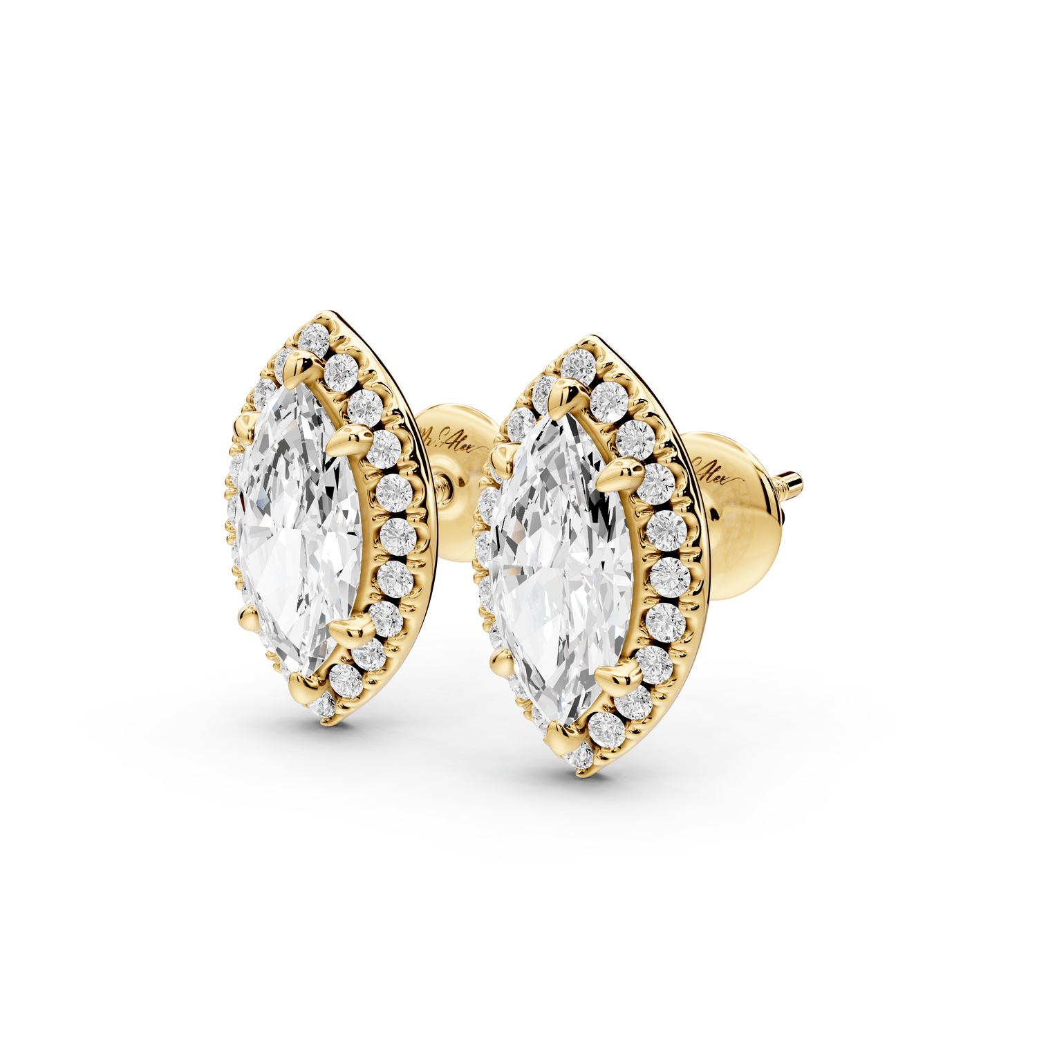 Solis - 2ct 14k yellow gold Marquise - Cut Diamond Stud Earrings - Mr. Alex Jewelry