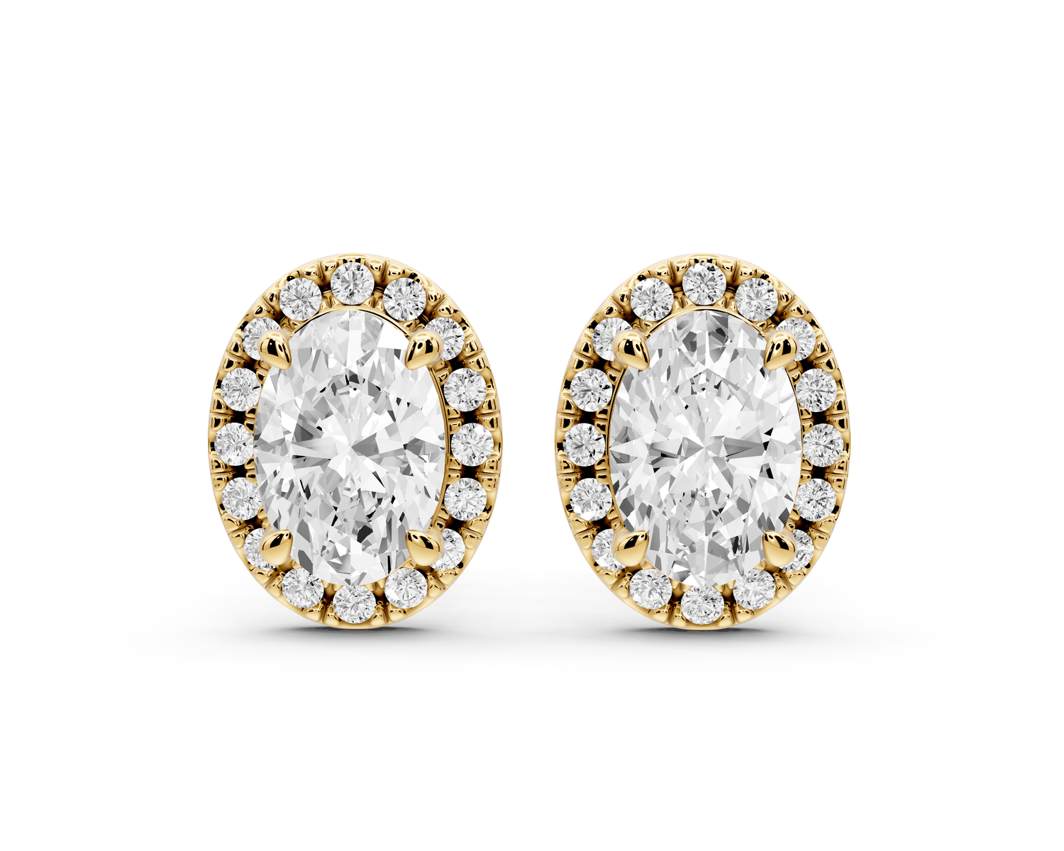 Solis - 2ct 14k yellow gold Oval - Cut Diamond Stud Earrings - Mr. Alex Jewelry