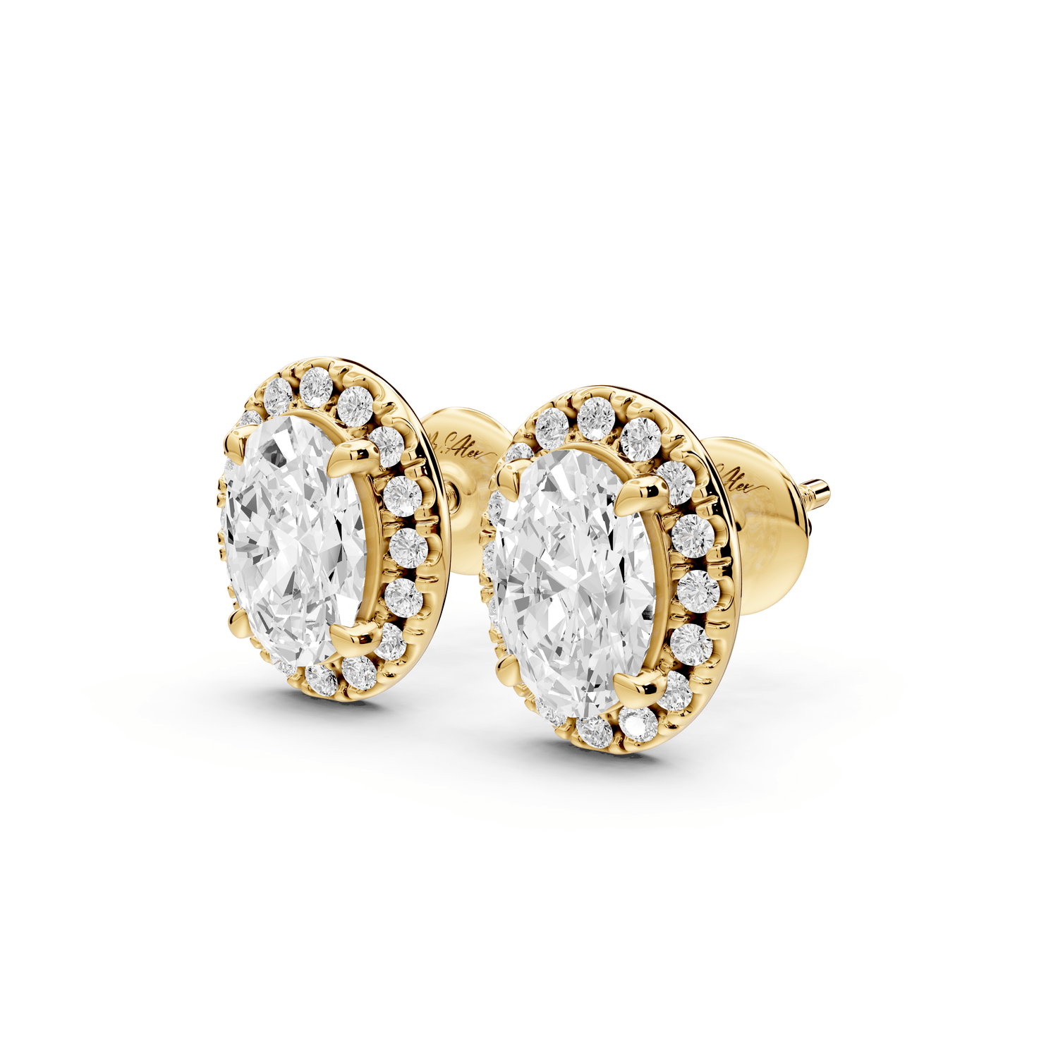 Solis - 2ct 14k yellow gold Oval - Cut Diamond Stud Earrings - Mr. Alex Jewelry