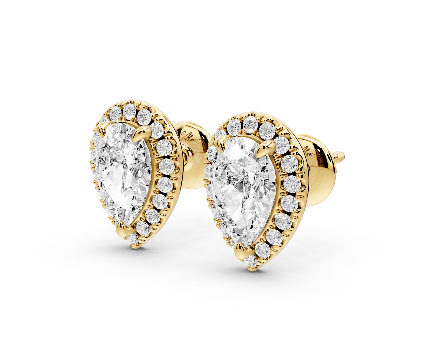 Solis - 2ct 14k yellow gold Pear - Cut Diamond Stud Earrings - Mr. Alex Jewelry