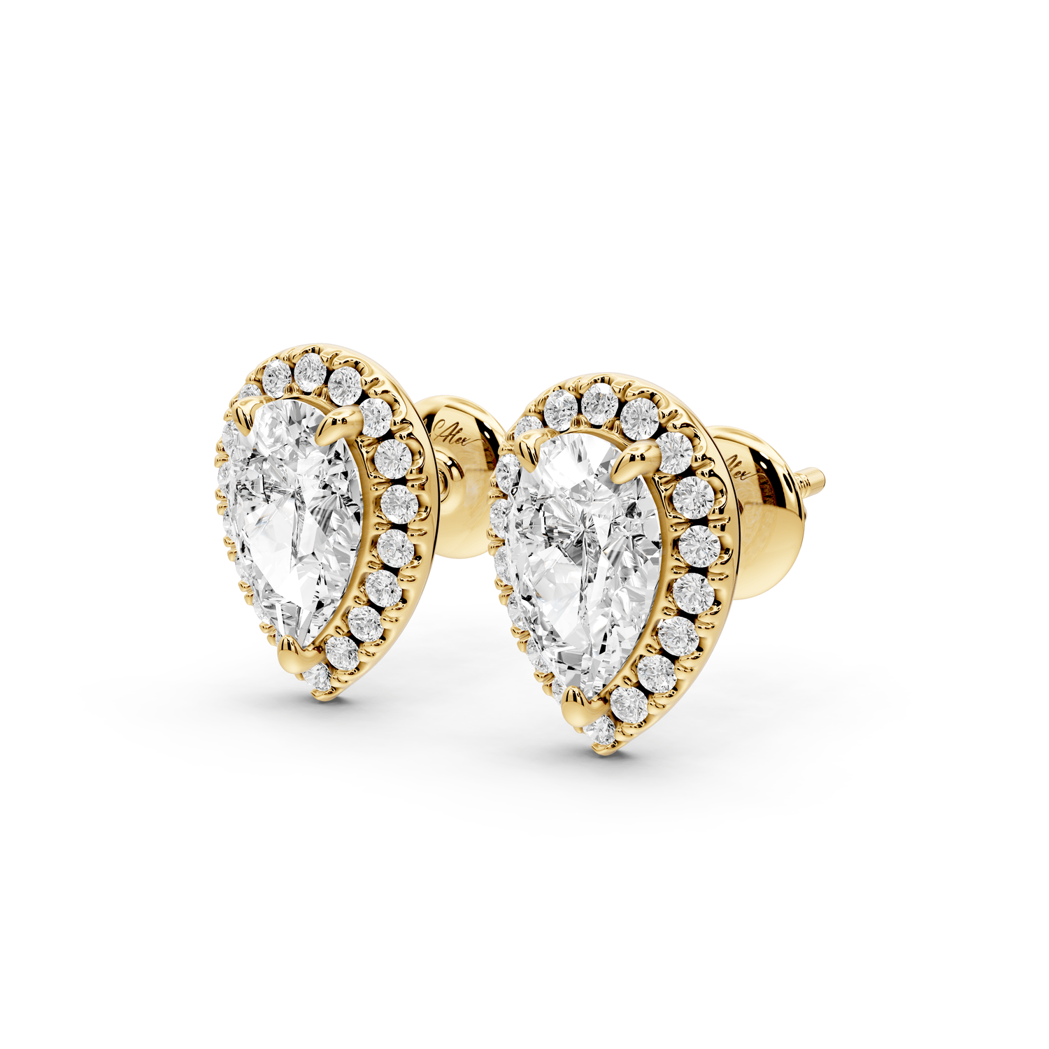 Solis - 2ct 14k yellow gold Pear - Cut Diamond Stud Earrings - Mr. Alex Jewelry