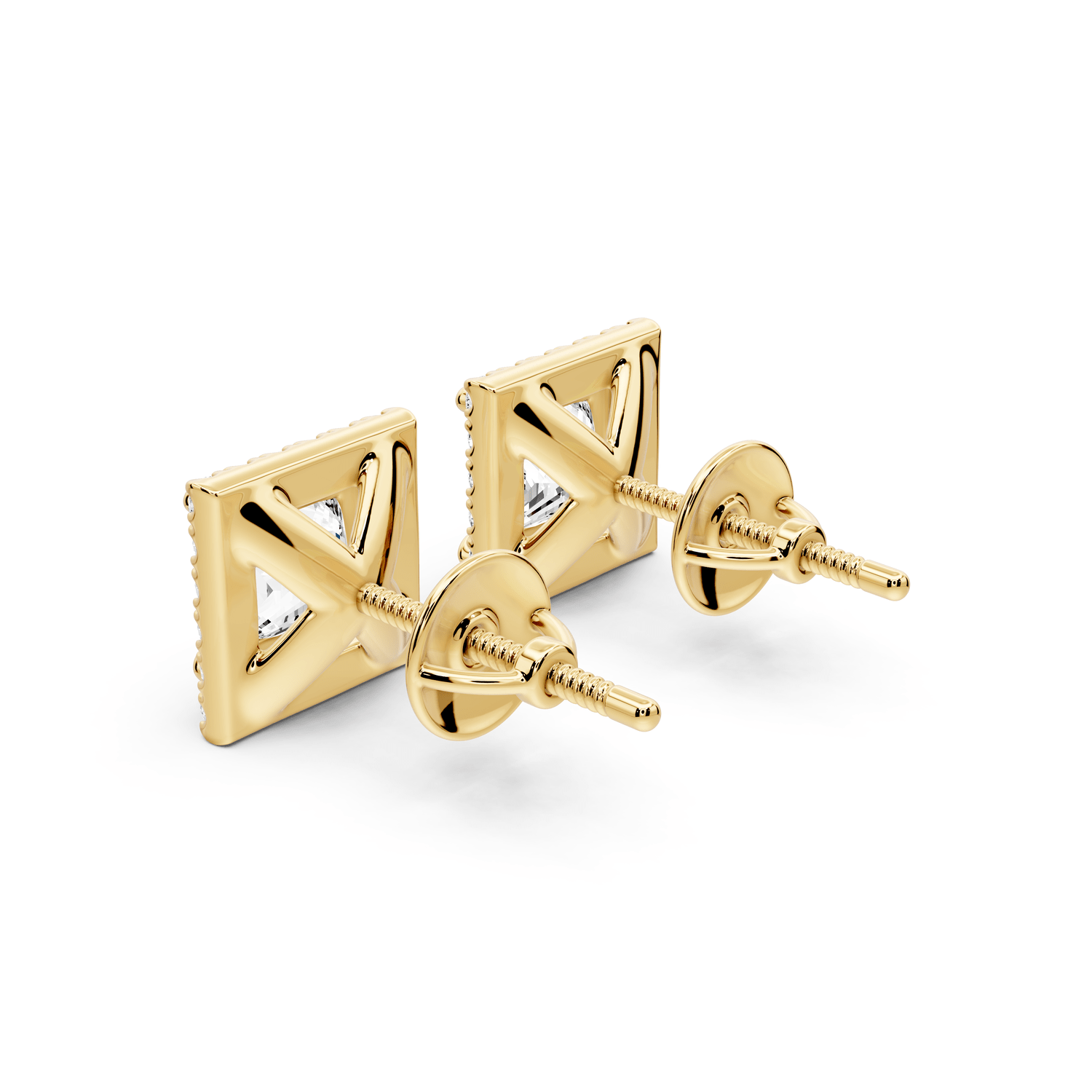 Solis - 2ct 14k yellow gold Princess - Cut Diamond Stud Earrings - Mr. Alex Jewelry