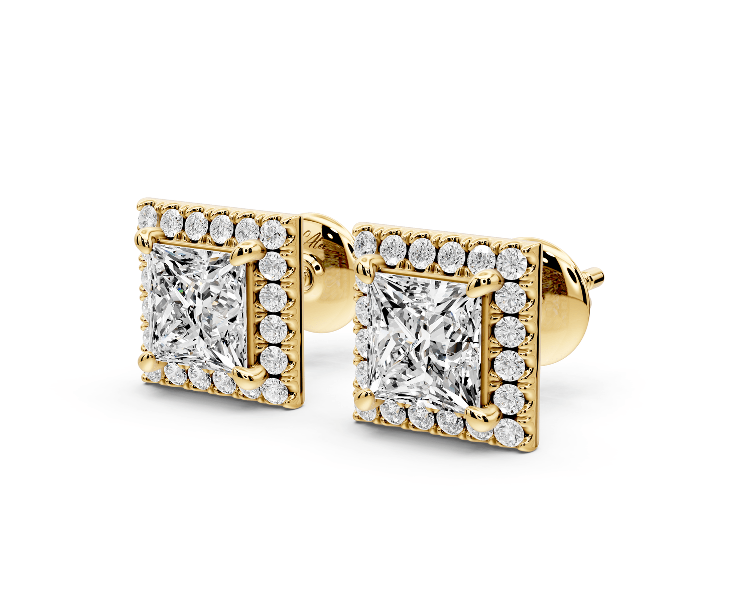 Solis - 2ct 14k yellow gold Princess - Cut Diamond Stud Earrings - Mr. Alex Jewelry
