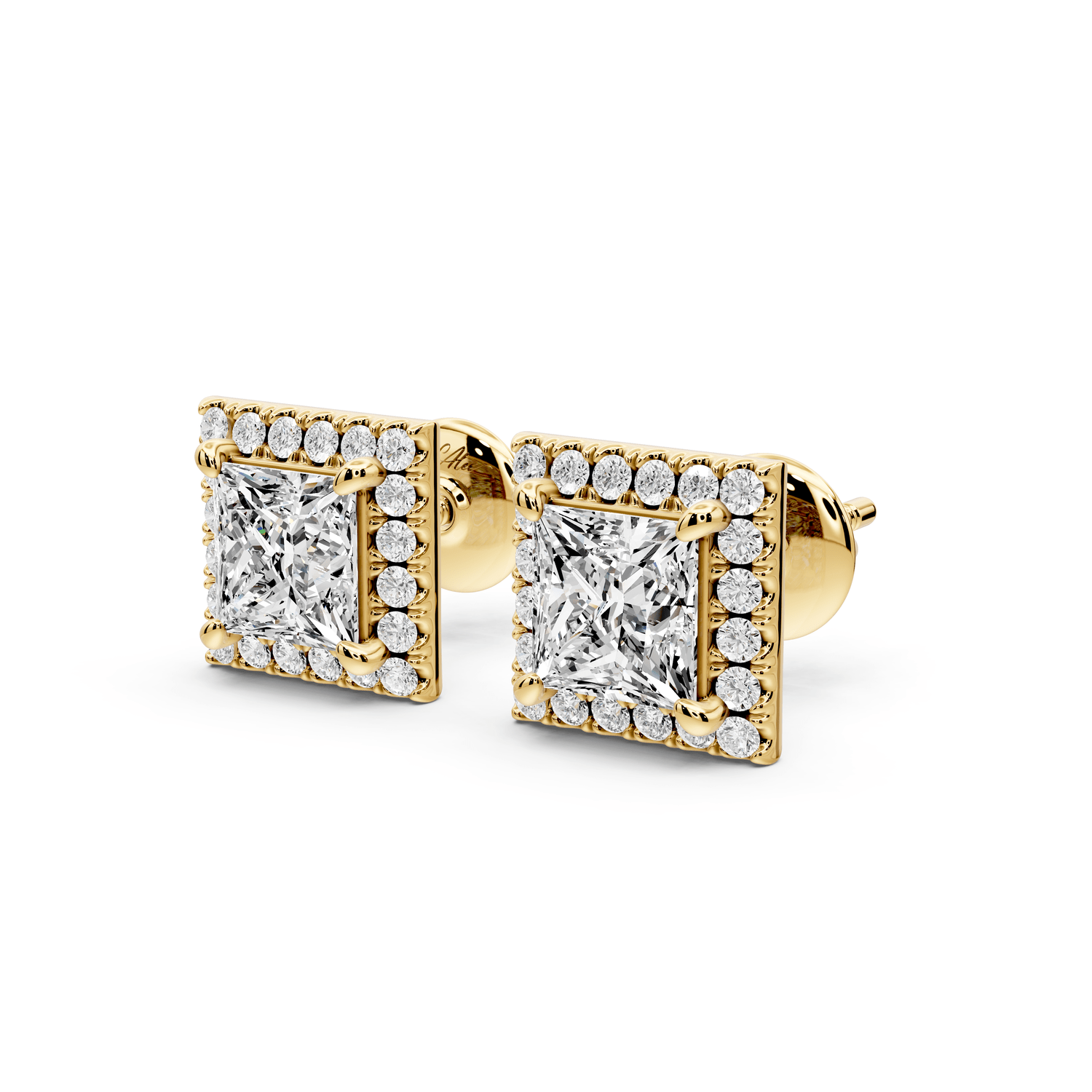Solis - 2ct 14k yellow gold Princess - Cut Diamond Stud Earrings - Mr. Alex Jewelry
