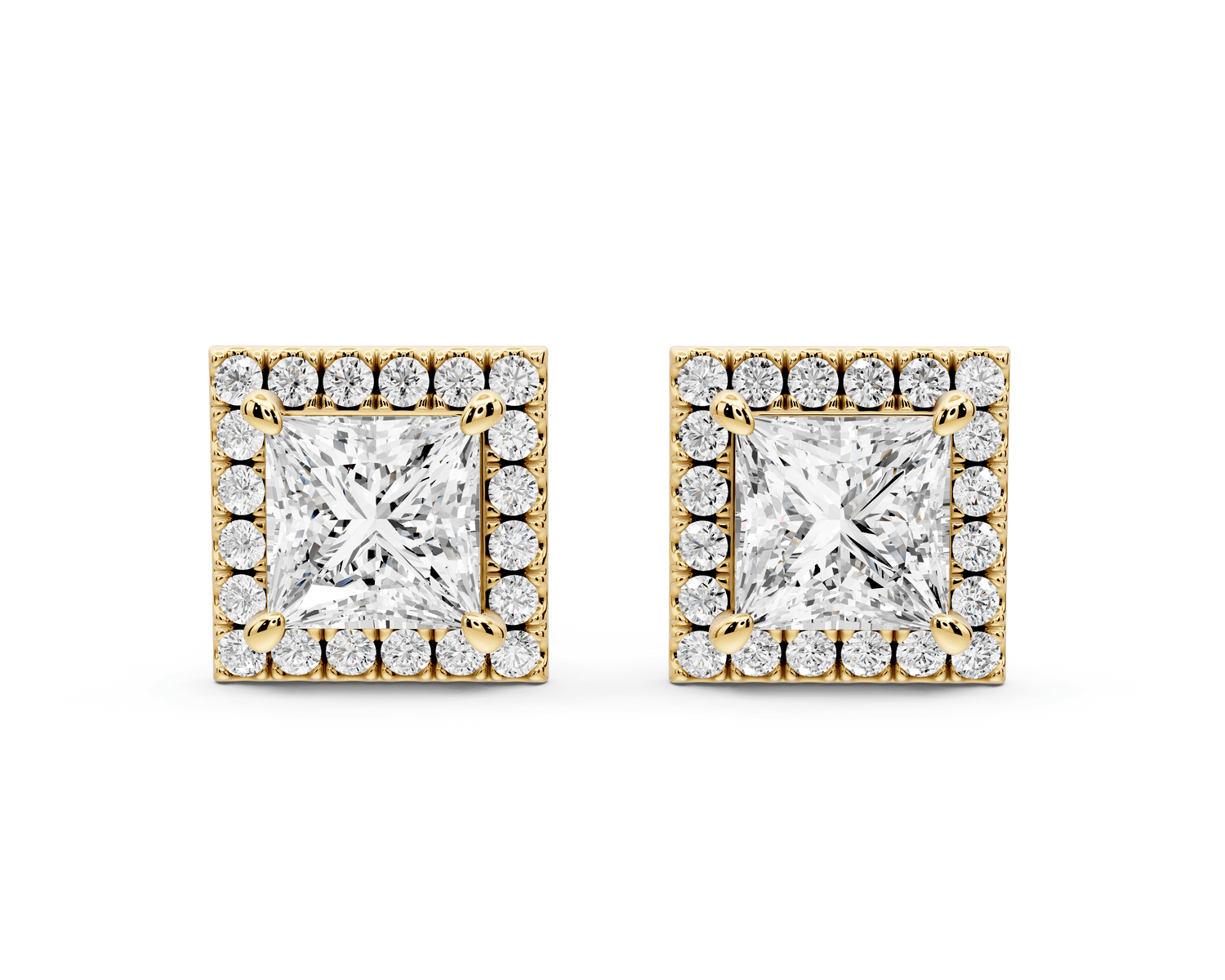 Solis - 2ct 14k yellow gold Princess - Cut Diamond Stud Earrings - Mr. Alex Jewelry