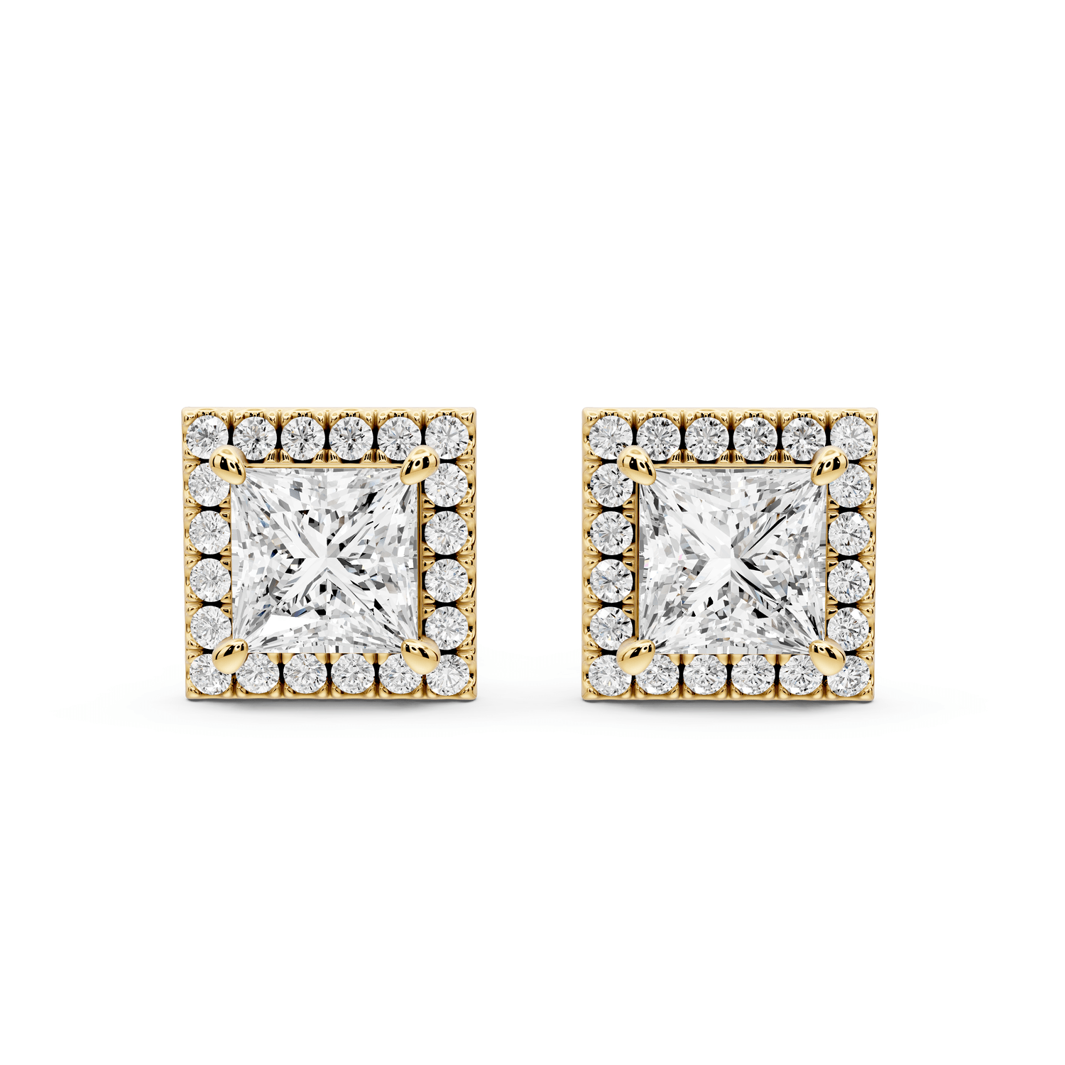 Solis - 2ct 14k yellow gold Princess - Cut Diamond Stud Earrings - Mr. Alex Jewelry