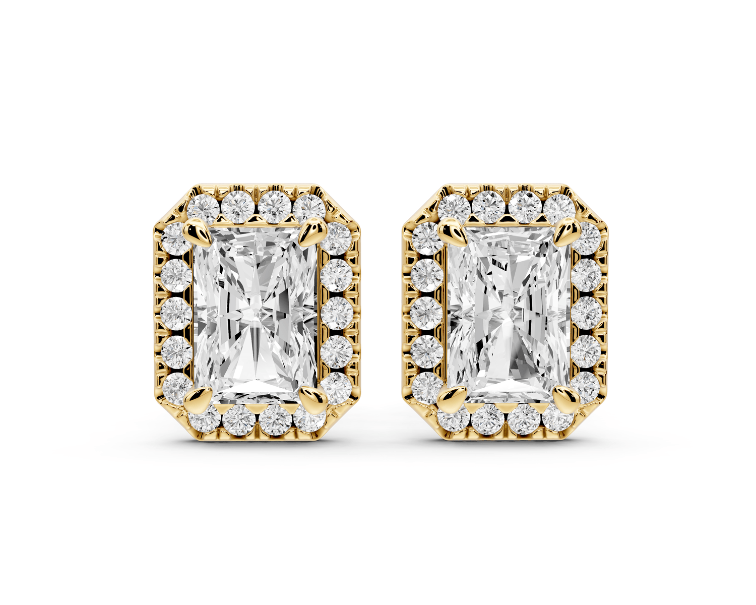 Solis - 2ct 14k yellow gold Radiant - Cut Diamond Stud Earrings - Mr. Alex Jewelry
