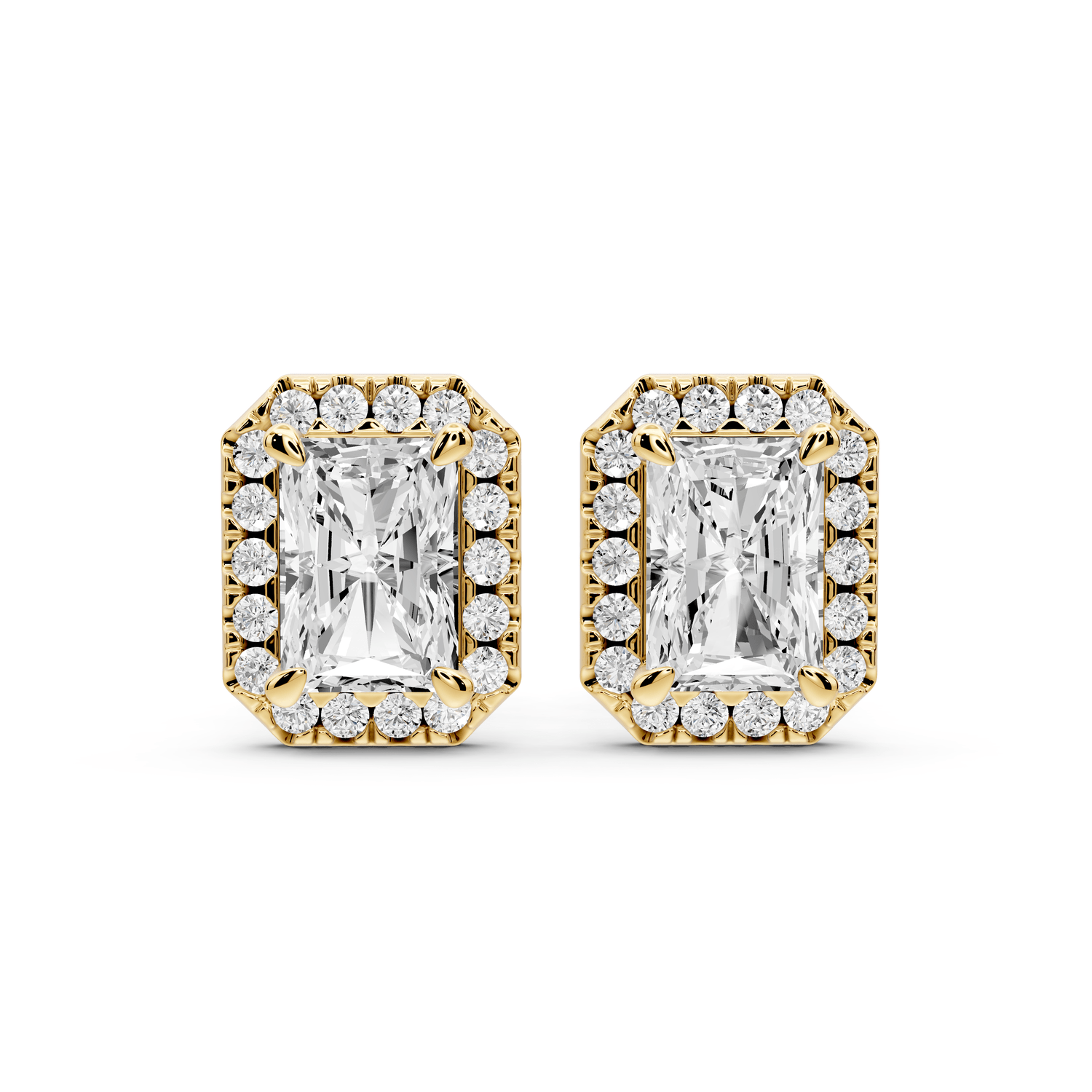 Solis - 2ct 14k yellow gold Radiant - Cut Diamond Stud Earrings - Mr. Alex Jewelry