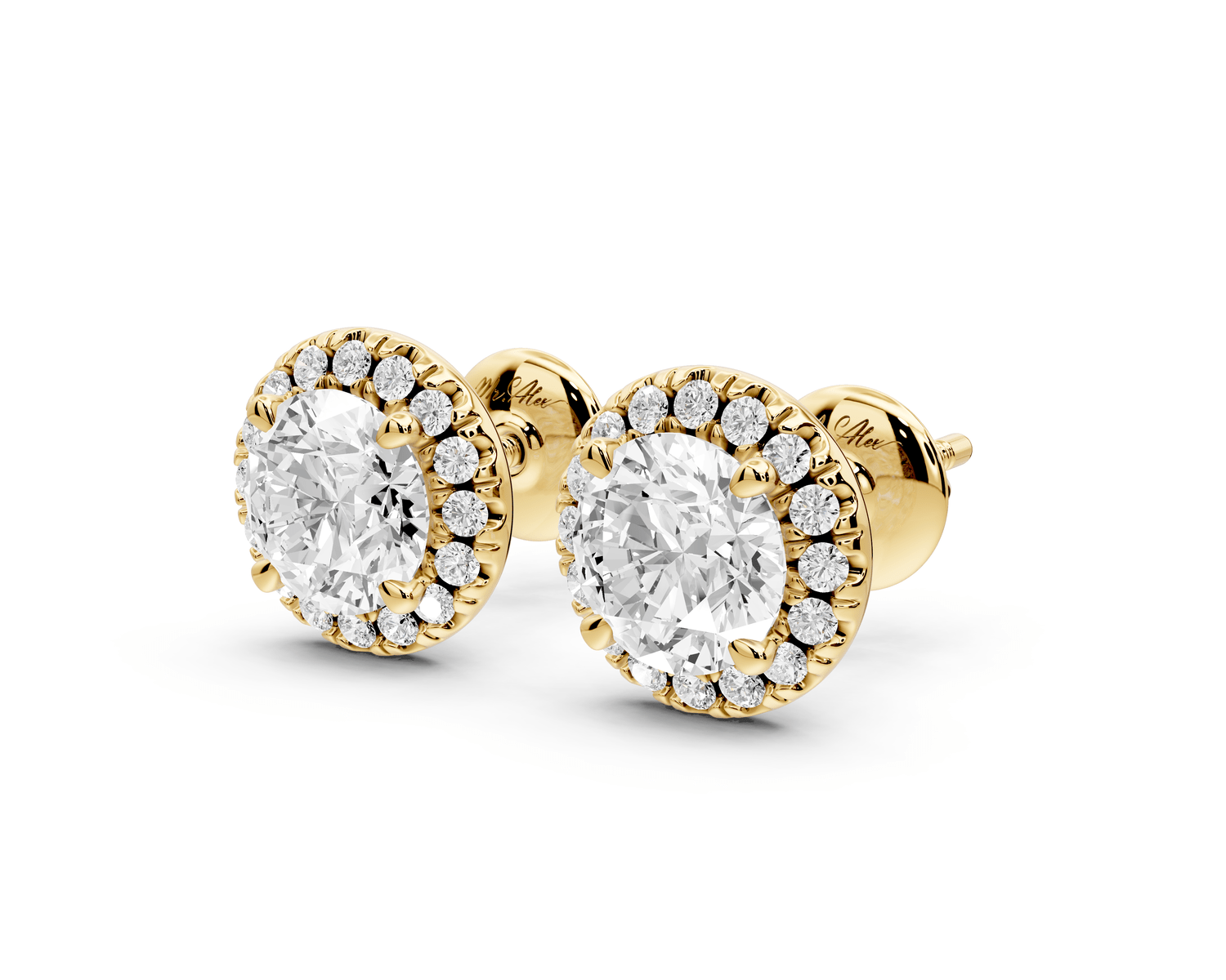 Solis - 2ct 14k yellow gold Round - Cut Diamond Stud Earrings - Mr. Alex Jewelry