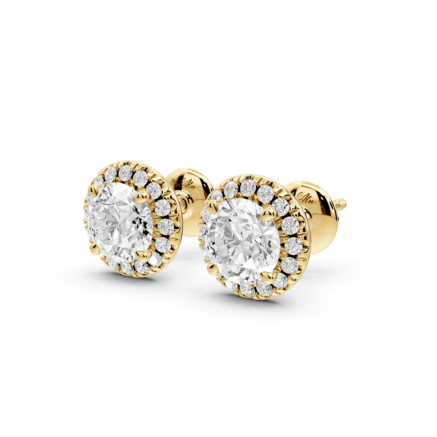 Solis - 2ct 14k yellow gold Round - Cut Diamond Stud Earrings - Mr. Alex Jewelry
