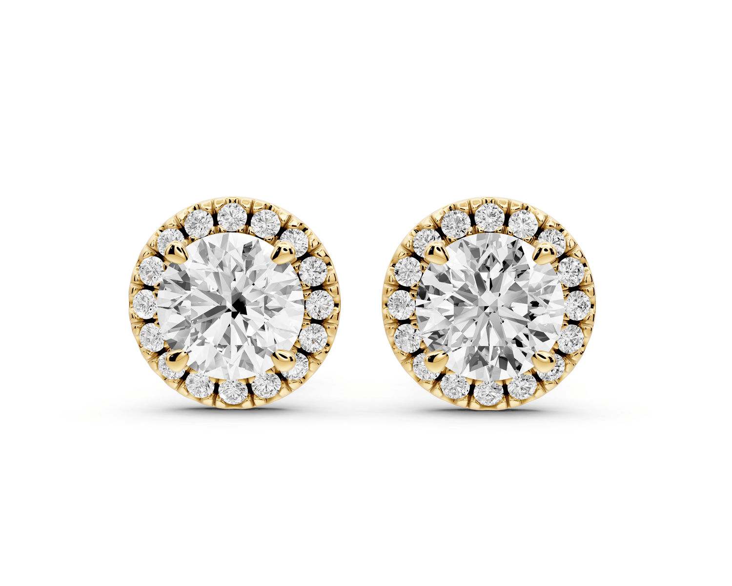 Solis - 2ct 14k yellow gold Round - Cut Diamond Stud Earrings - Mr. Alex Jewelry