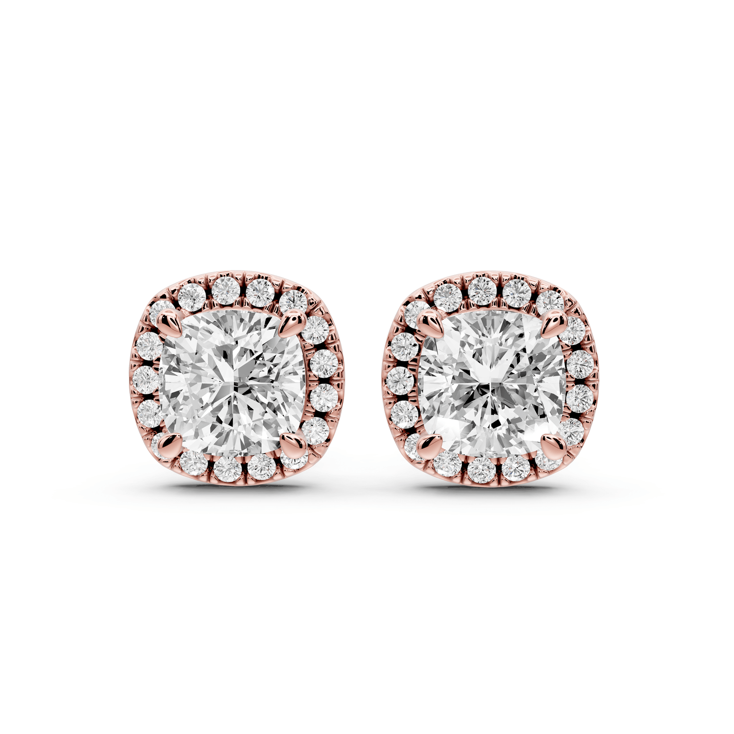Solis - 3ct 14k rose gold Cushion - Cut Diamond Stud Earrings - Mr. Alex Jewelry