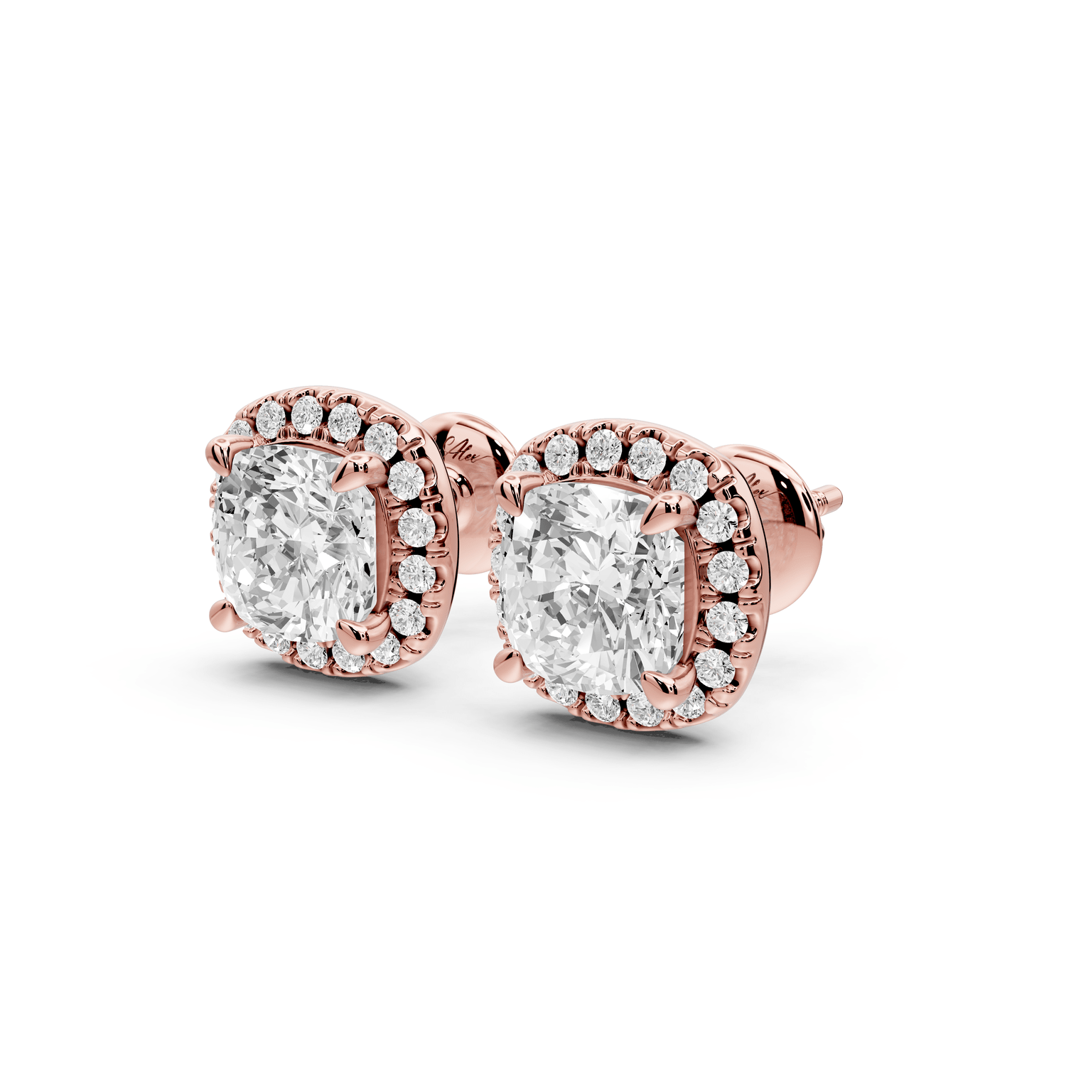 Solis - 3ct 14k rose gold Cushion - Cut Diamond Stud Earrings - Mr. Alex Jewelry
