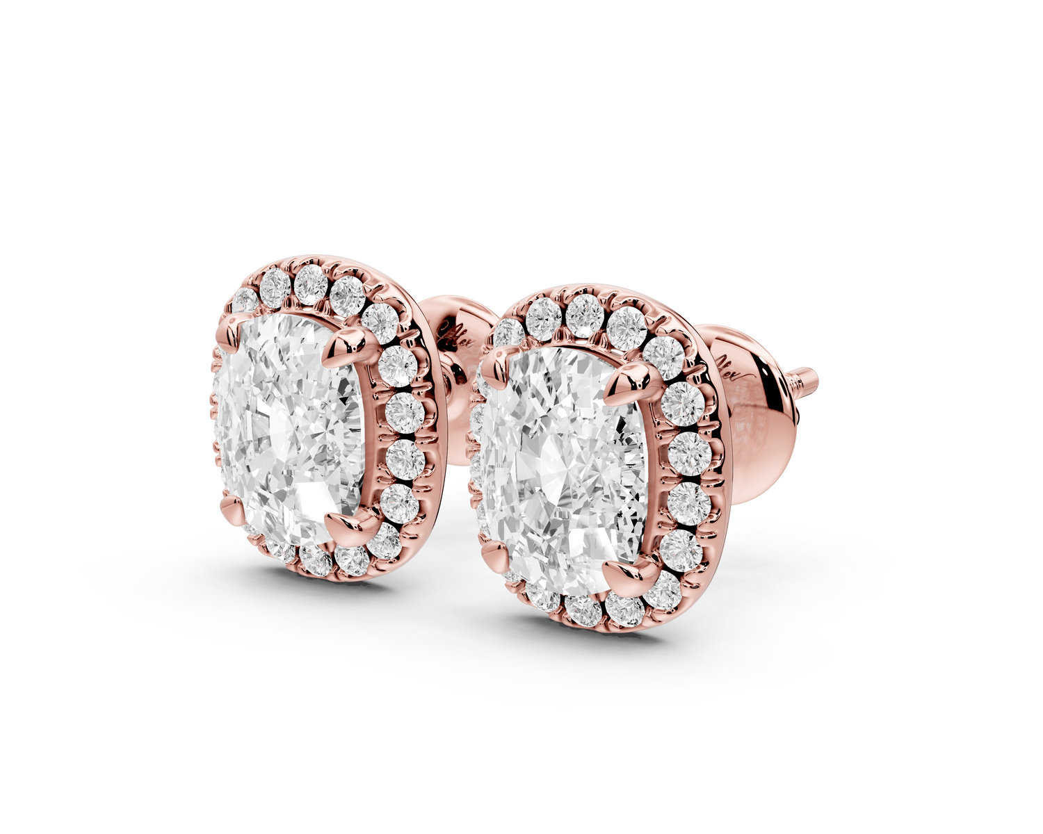 Solis - 3ct 14k rose gold Elgcushion - Cut Diamond Stud Earrings - Mr. Alex Jewelry