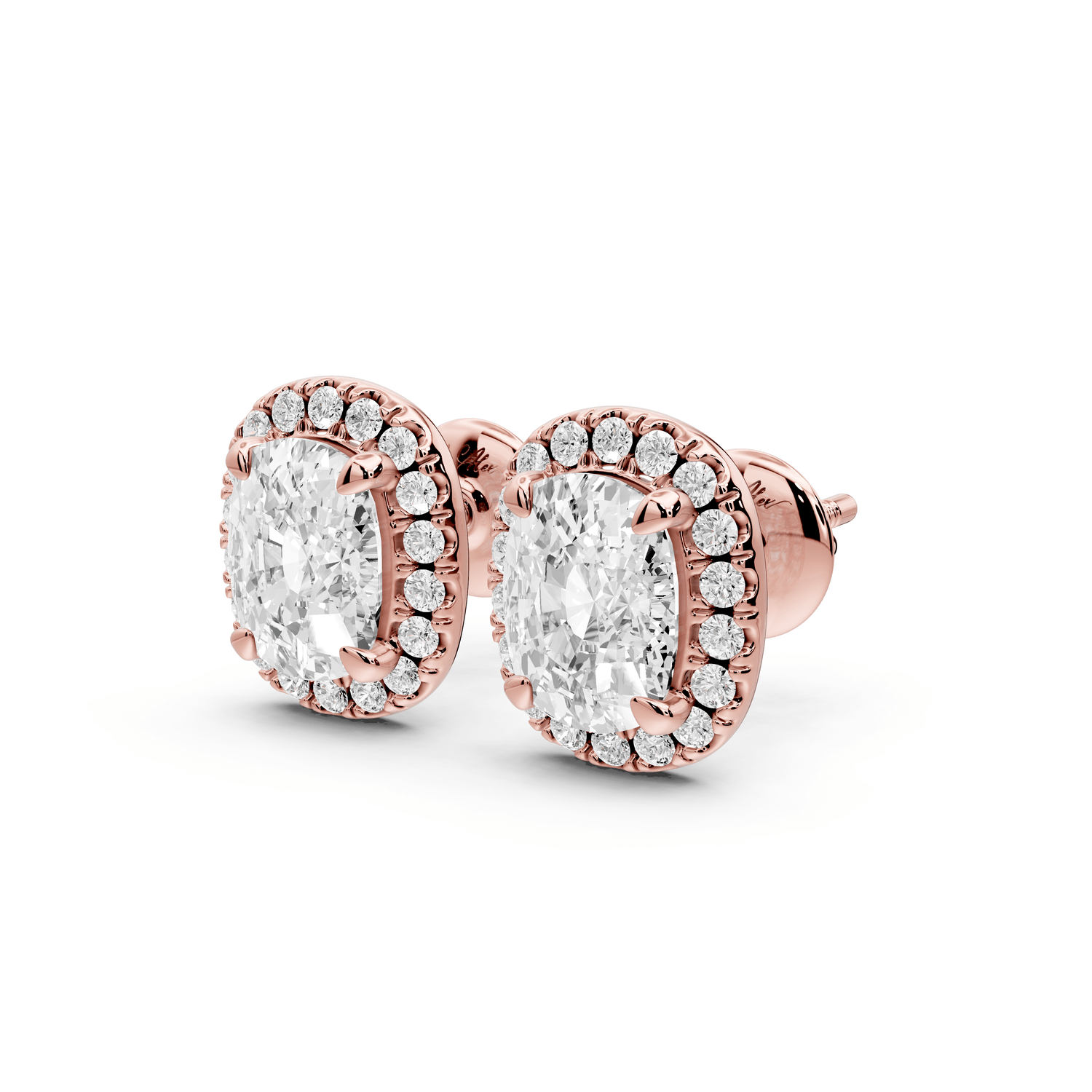Solis - 3ct 14k rose gold Elgcushion - Cut Diamond Stud Earrings - Mr. Alex Jewelry