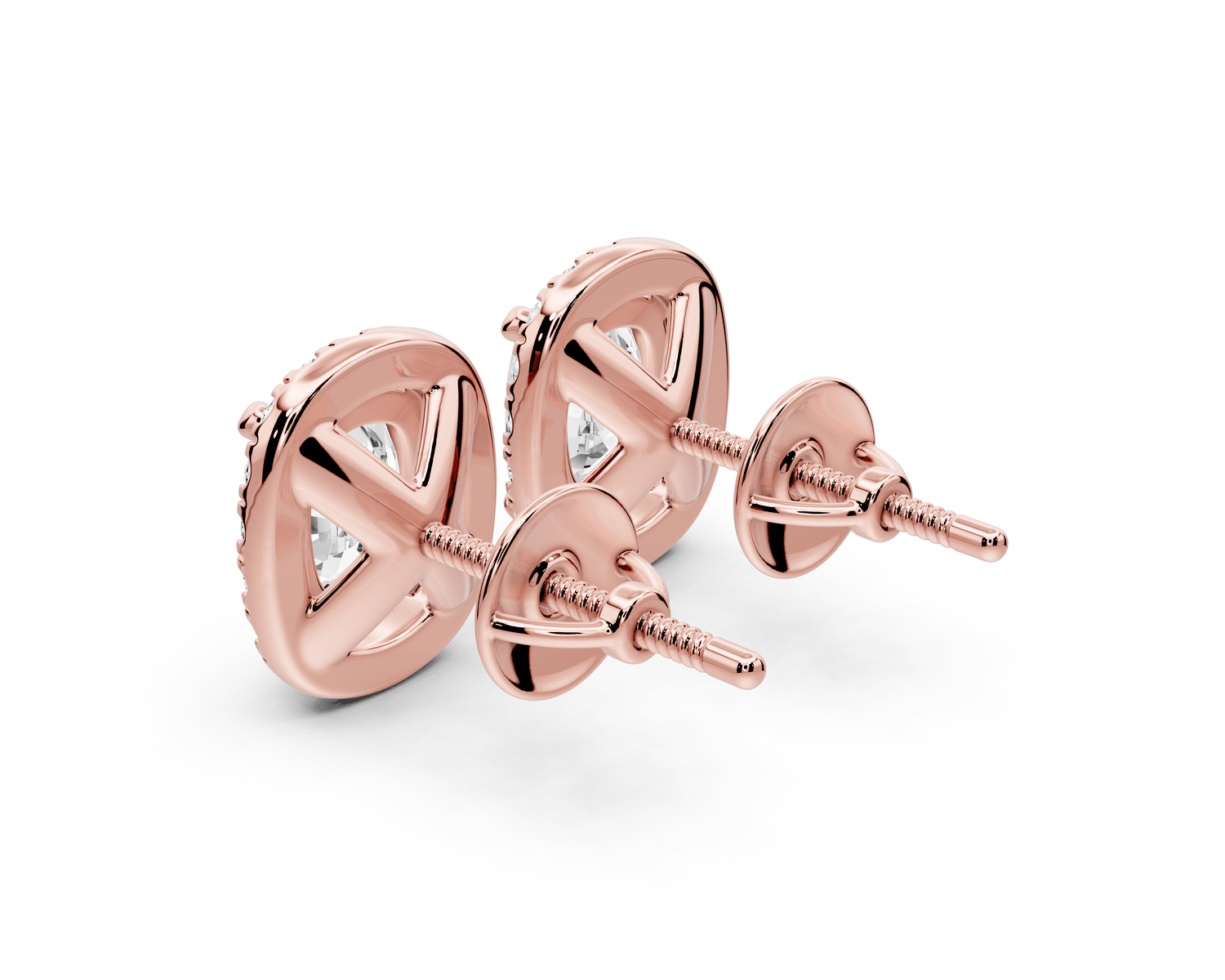 Solis - 3ct 14k rose gold Elgcushion - Cut Diamond Stud Earrings - Mr. Alex Jewelry