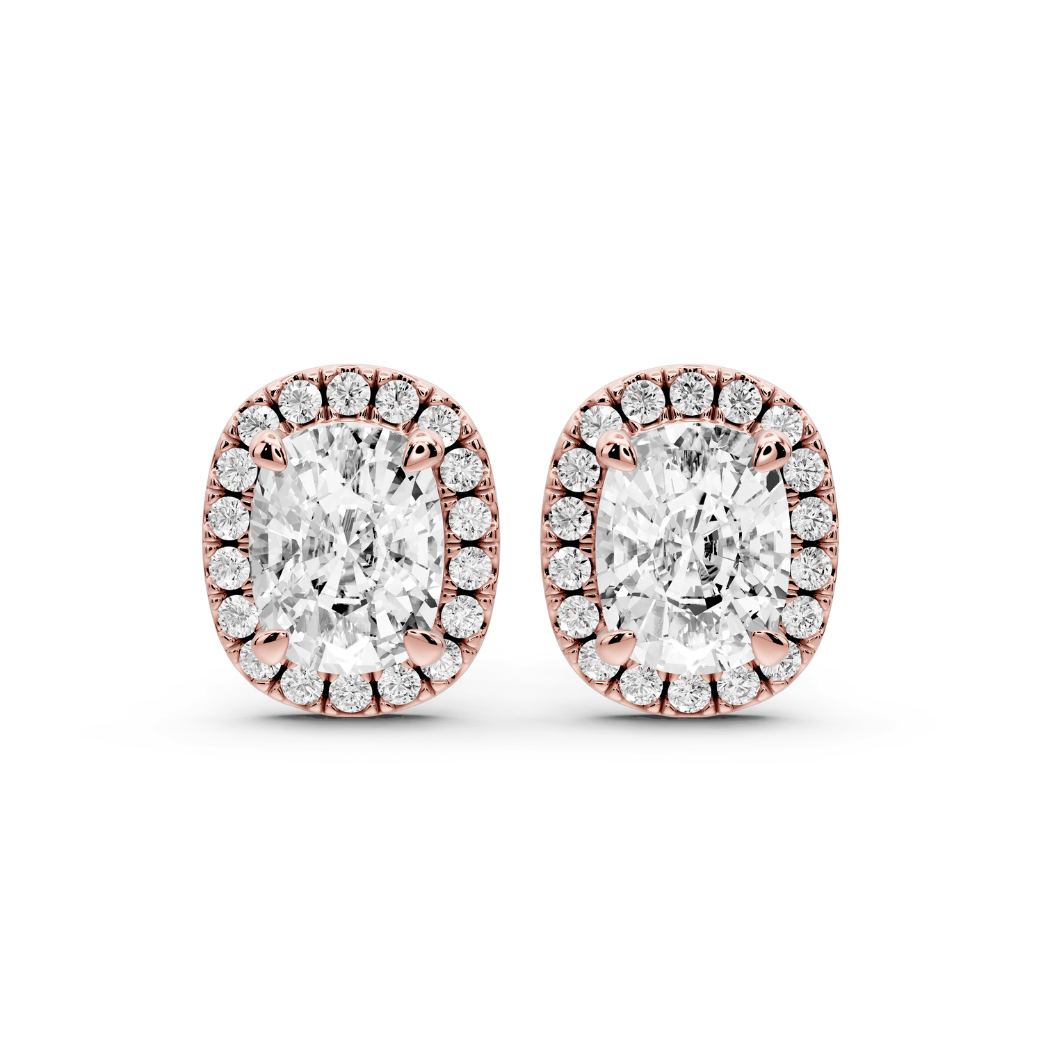Solis - 3ct 14k rose gold Elgcushion - Cut Diamond Stud Earrings - Mr. Alex Jewelry