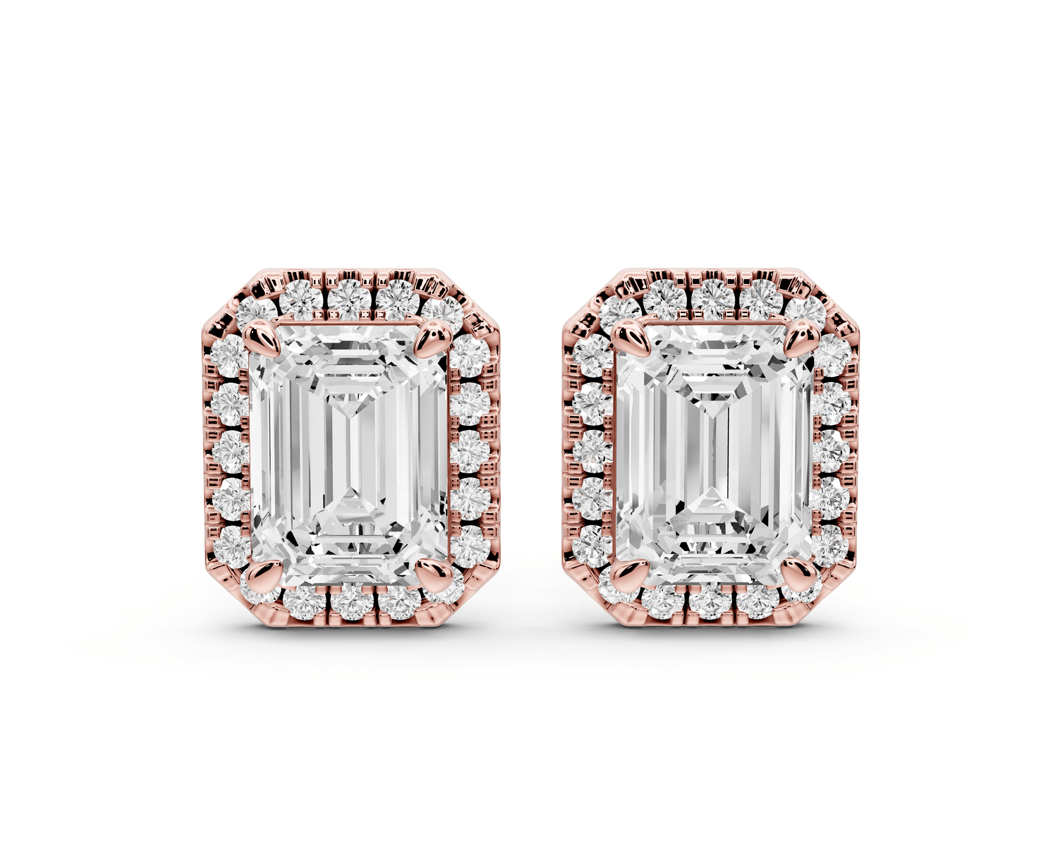 Solis - 3ct 14k rose gold Emerald - Cut Diamond Stud Earrings - Mr. Alex Jewelry