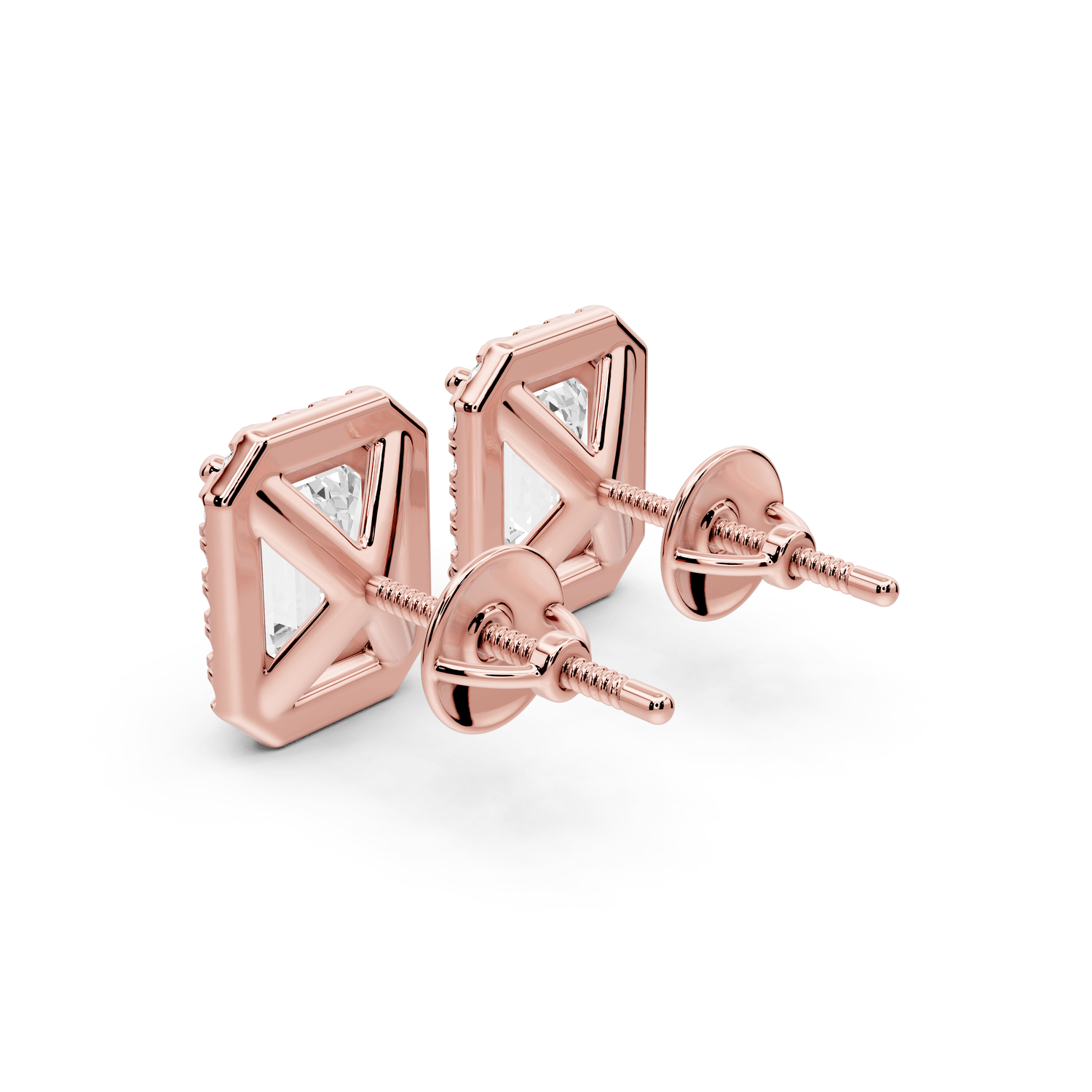 Solis - 3ct 14k rose gold Emerald - Cut Diamond Stud Earrings - Mr. Alex Jewelry