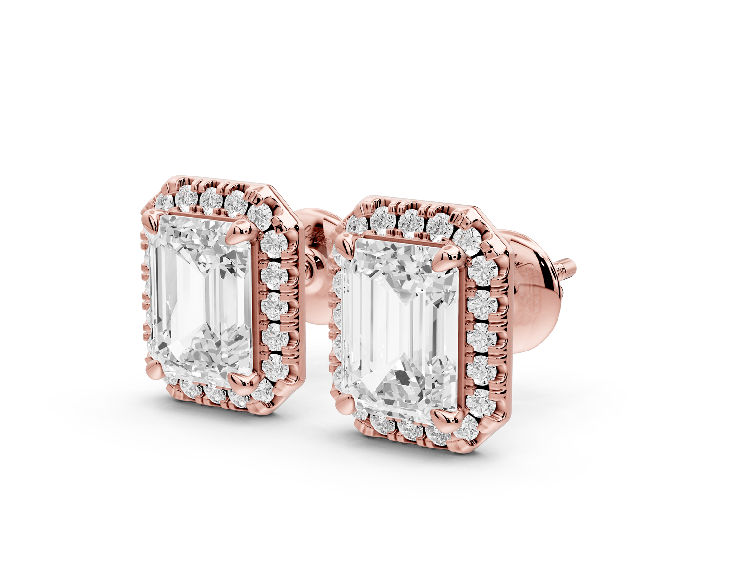 Solis - 3ct 14k rose gold Emerald - Cut Diamond Stud Earrings - Mr. Alex Jewelry