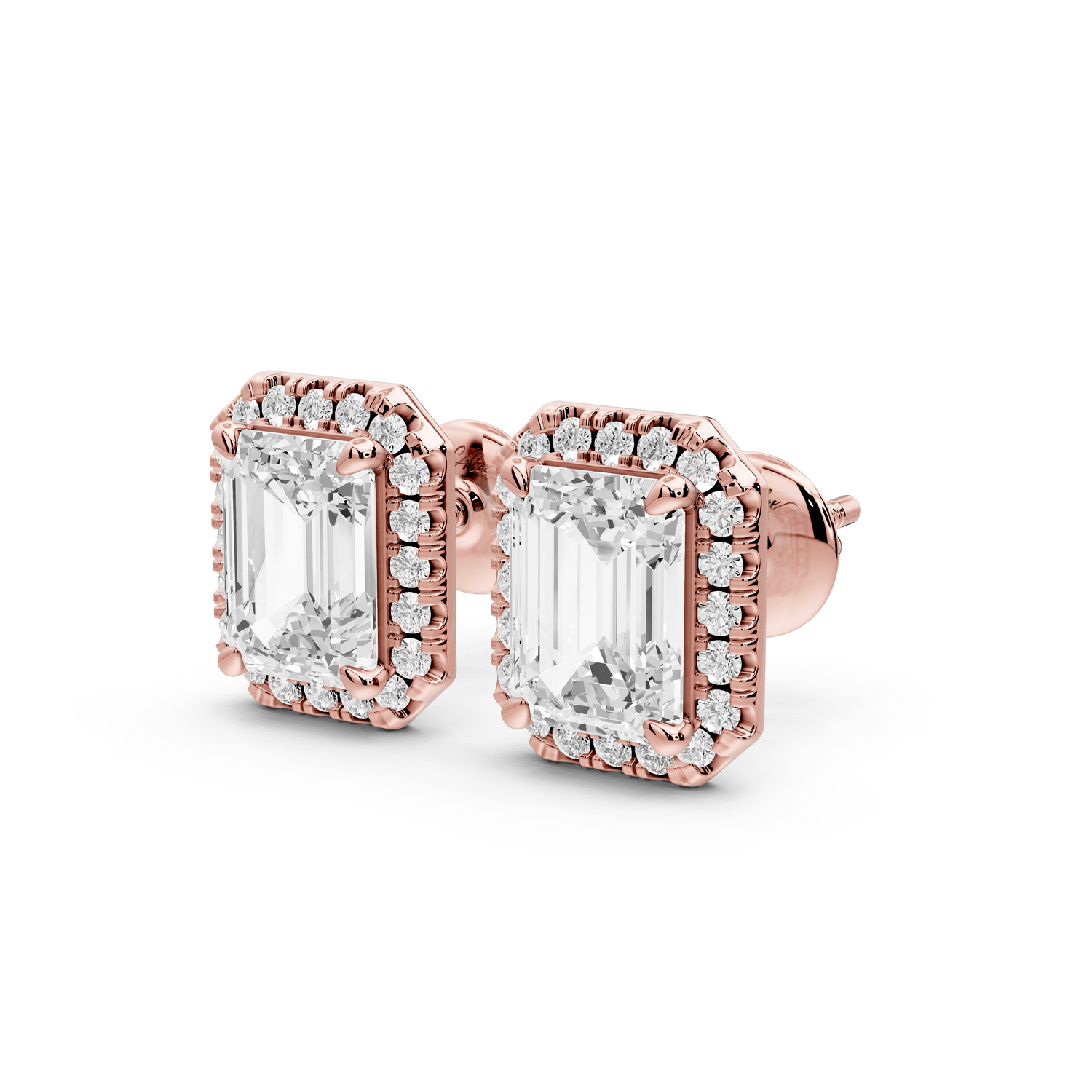 Solis - 3ct 14k rose gold Emerald - Cut Diamond Stud Earrings - Mr. Alex Jewelry