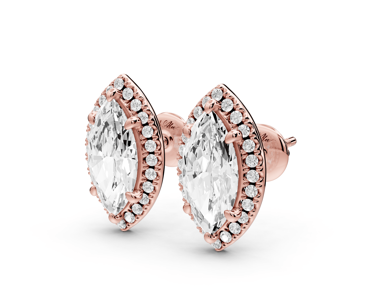 Solis - 3ct 14k rose gold Marquise - Cut Diamond Stud Earrings - Mr. Alex Jewelry