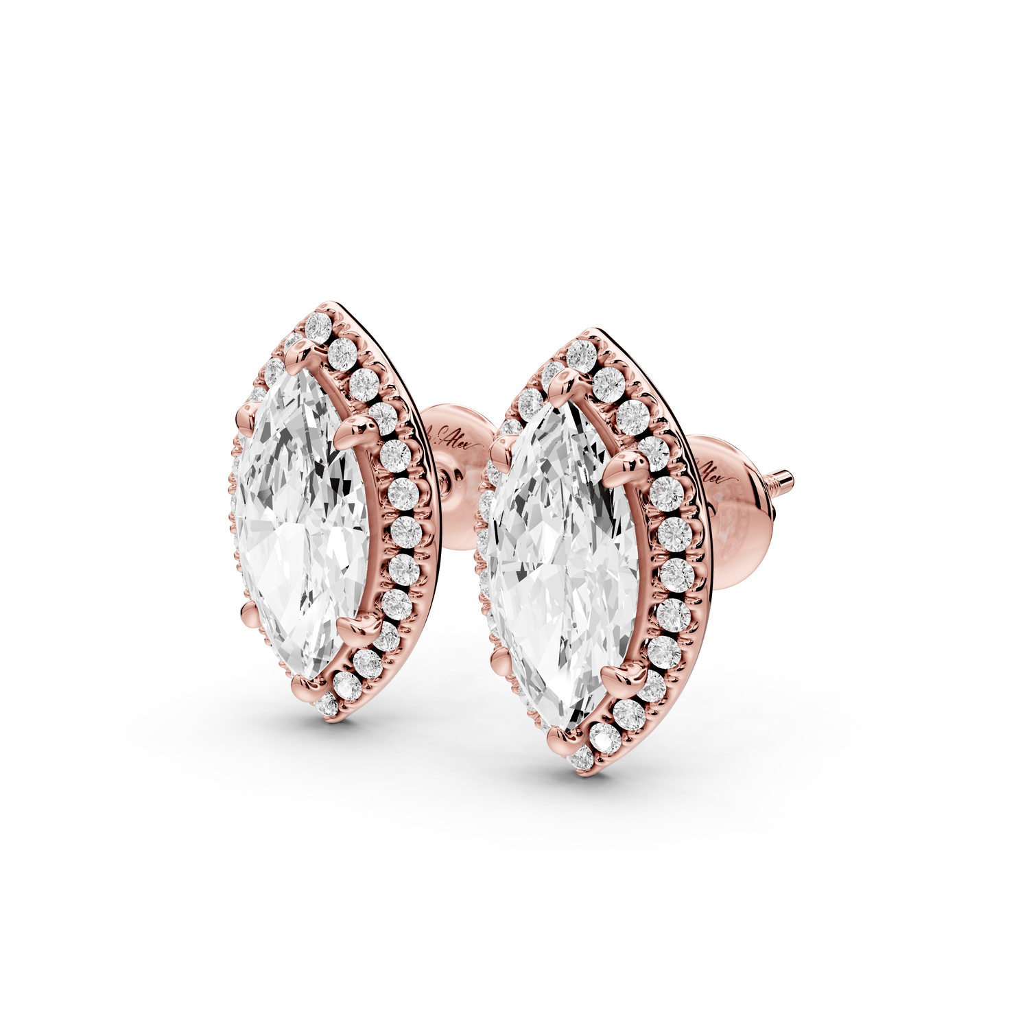 Solis - 3ct 14k rose gold Marquise - Cut Diamond Stud Earrings - Mr. Alex Jewelry