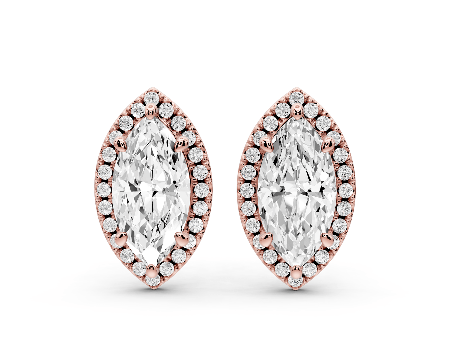 Solis - 3ct 14k rose gold Marquise - Cut Diamond Stud Earrings - Mr. Alex Jewelry
