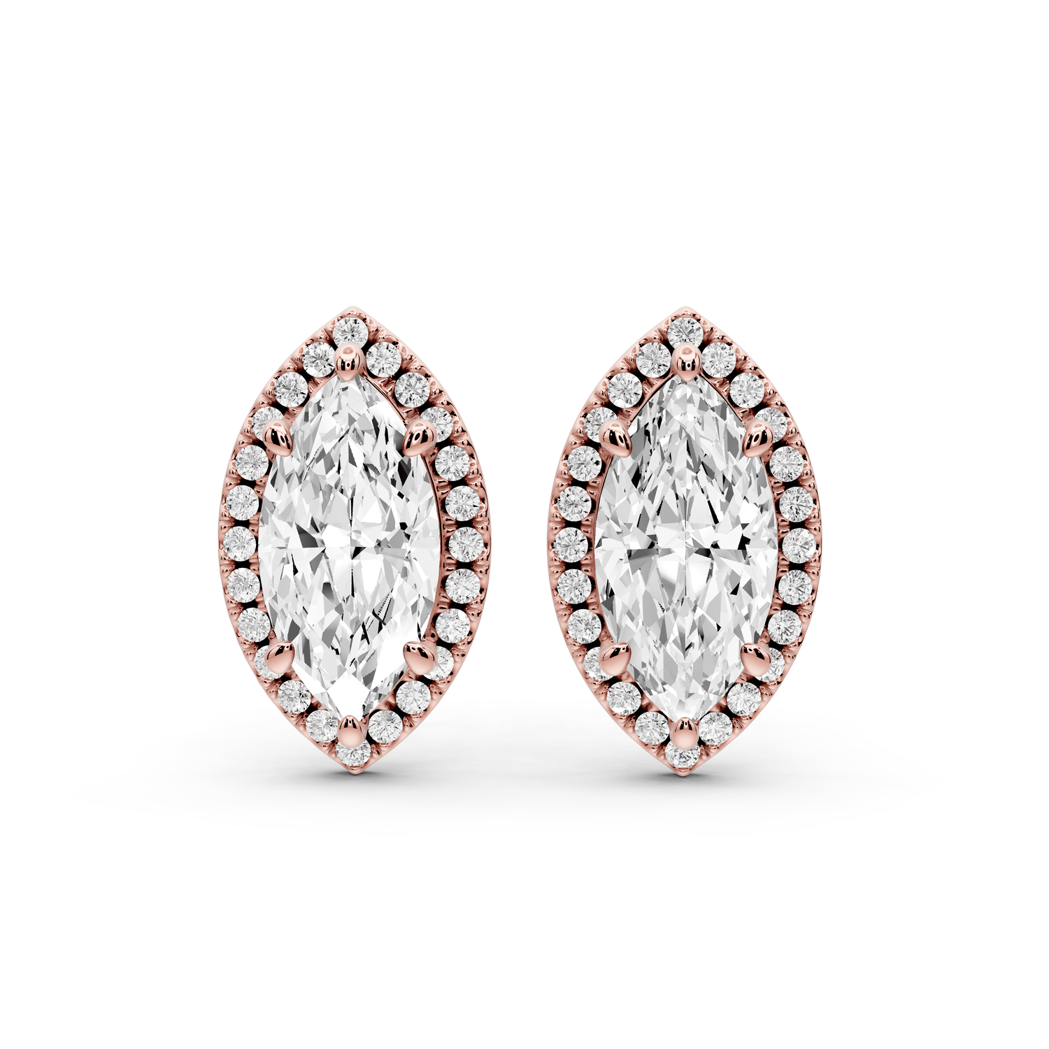 Solis - 3ct 14k rose gold Marquise - Cut Diamond Stud Earrings - Mr. Alex Jewelry