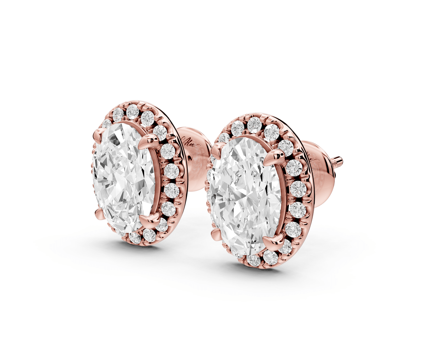 Solis - 3ct 14k rose gold Oval - Cut Diamond Stud Earrings - Mr. Alex Jewelry