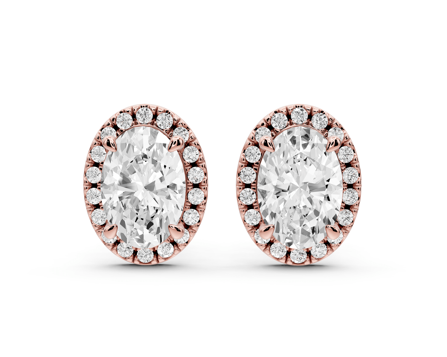 Solis - 3ct 14k rose gold Oval - Cut Diamond Stud Earrings - Mr. Alex Jewelry