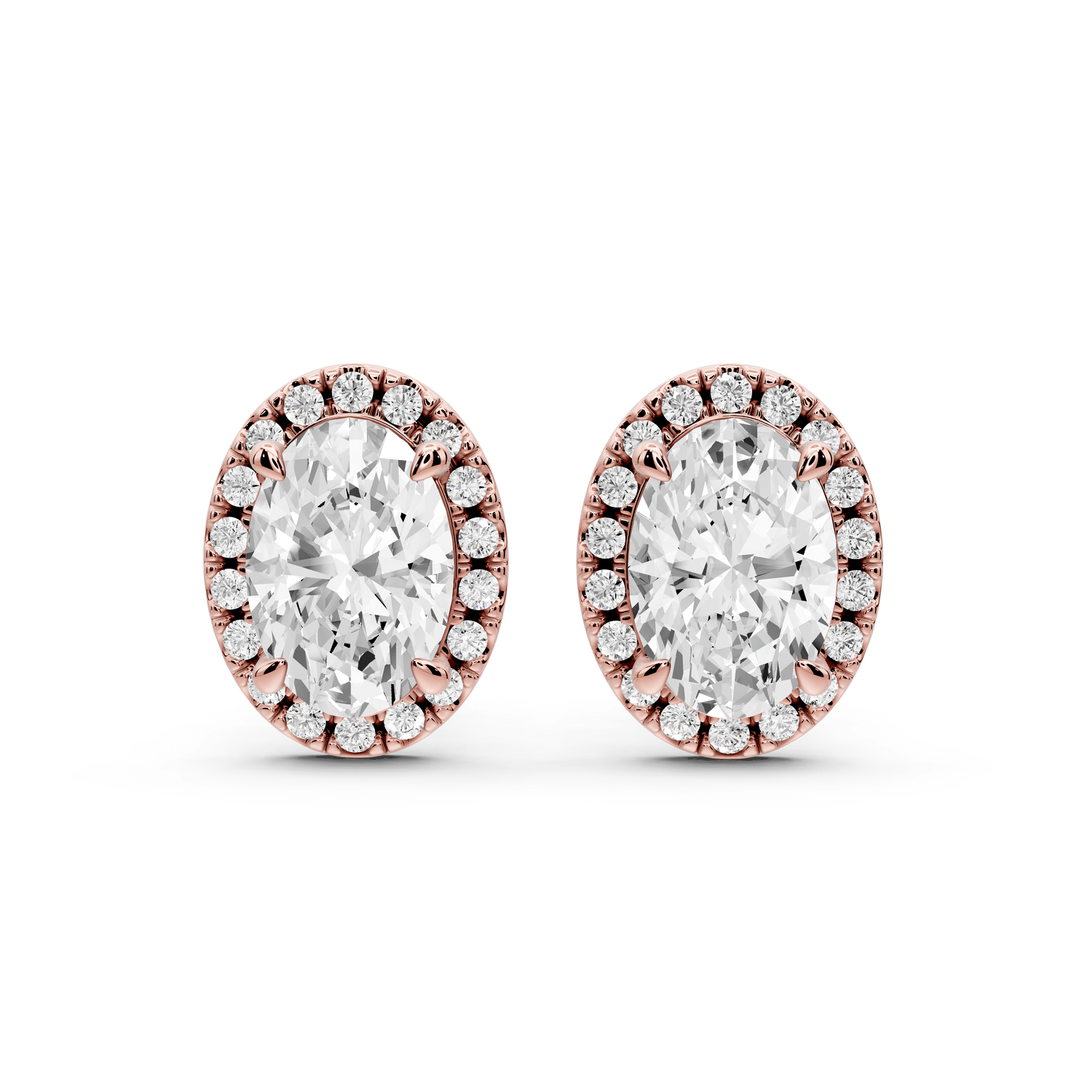 Solis - 3ct 14k rose gold Oval - Cut Diamond Stud Earrings - Mr. Alex Jewelry