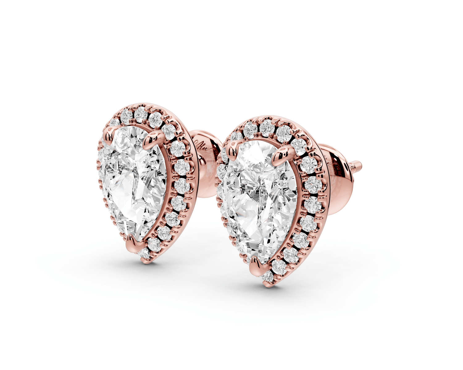 Solis - 3ct 14k rose gold Pear - Cut Diamond Stud Earrings - Mr. Alex Jewelry