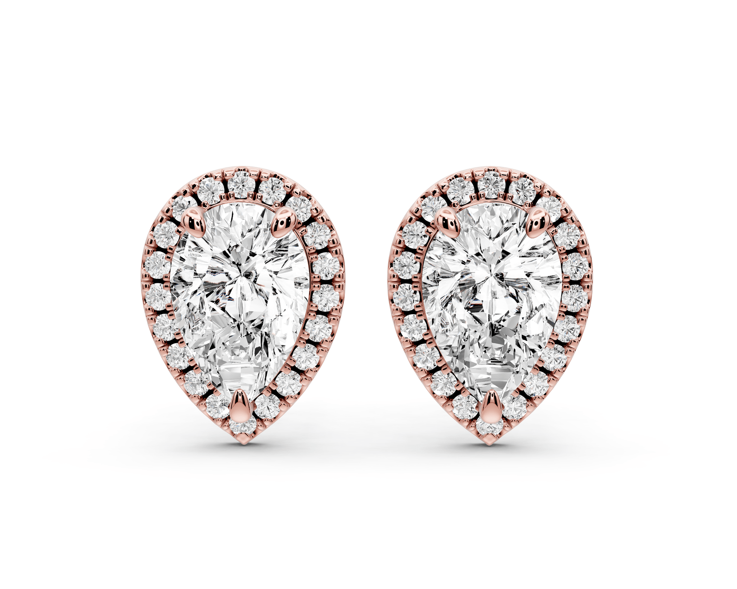 Solis - 3ct 14k rose gold Pear - Cut Diamond Stud Earrings - Mr. Alex Jewelry