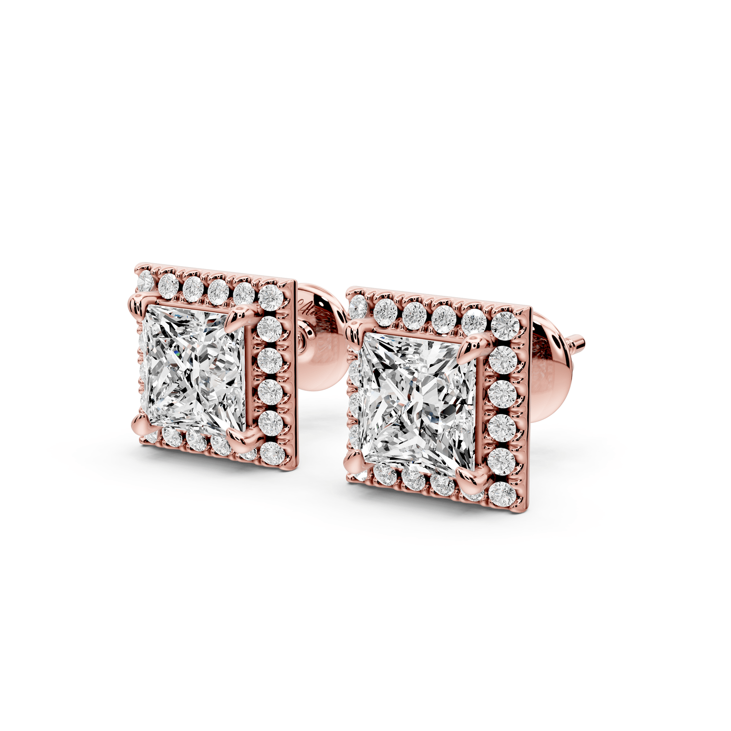Solis - 3ct 14k rose gold Princess - Cut Diamond Stud Earrings - Mr. Alex Jewelry