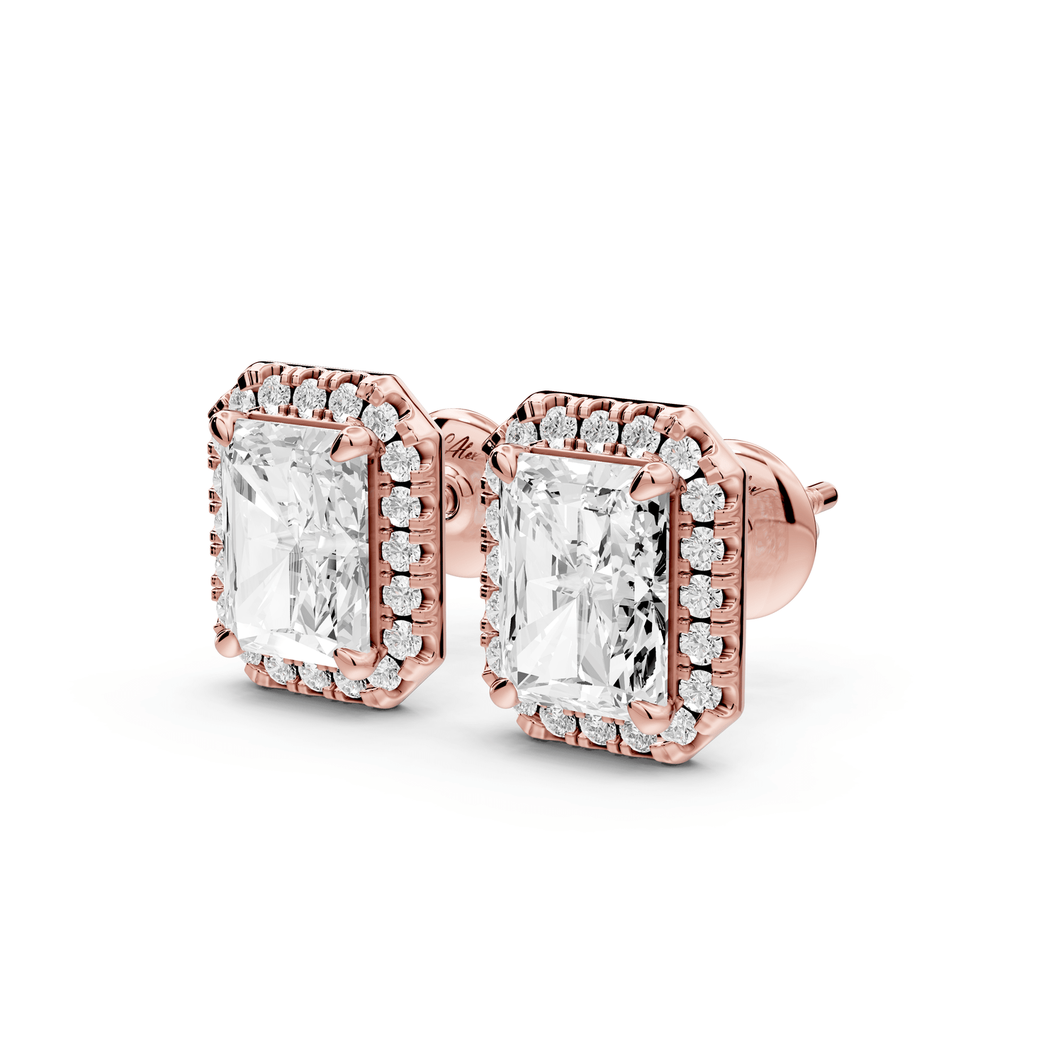 Solis - 3ct 14k rose gold Radiant - Cut Diamond Stud Earrings - Mr. Alex Jewelry