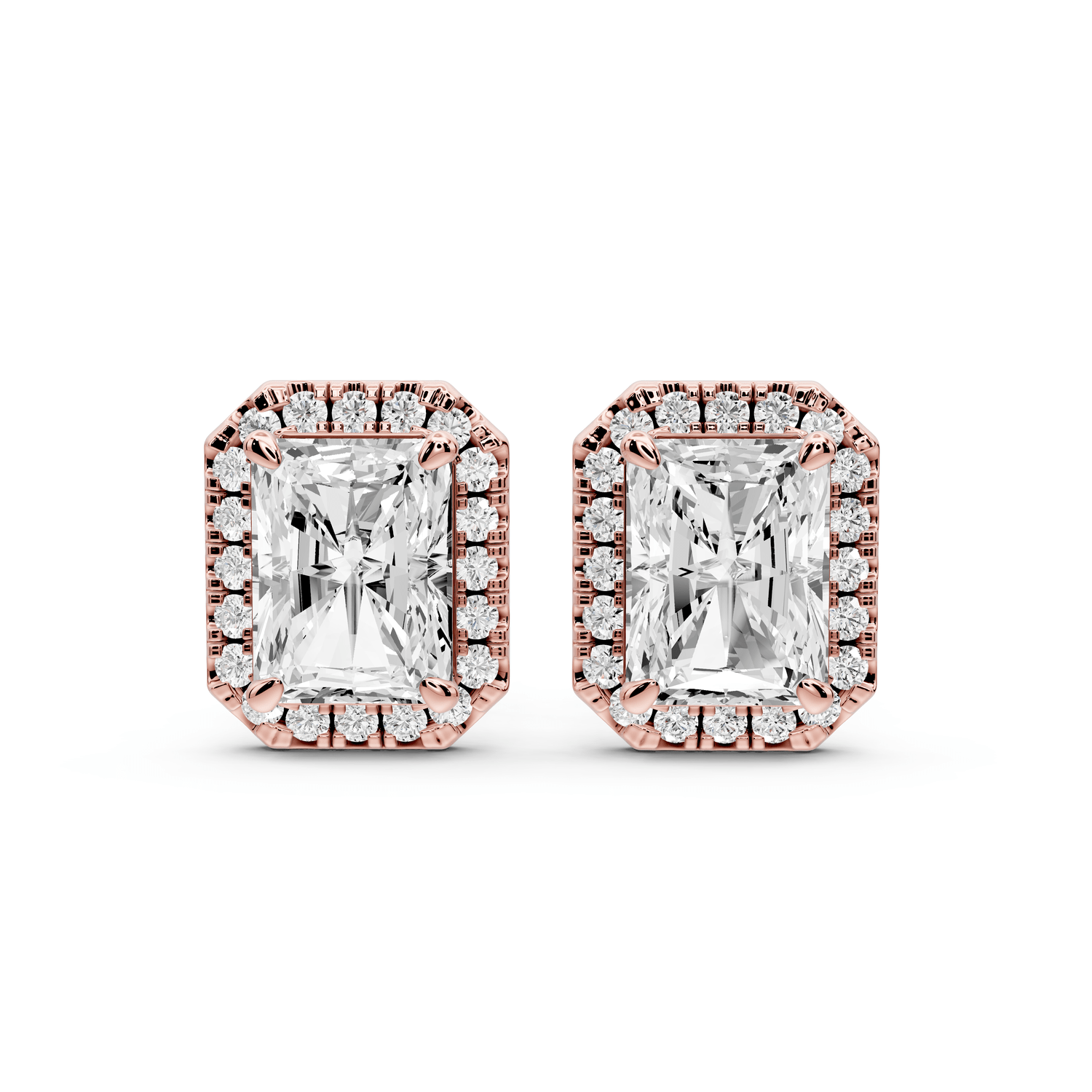 Solis - 3ct 14k rose gold Radiant - Cut Diamond Stud Earrings - Mr. Alex Jewelry