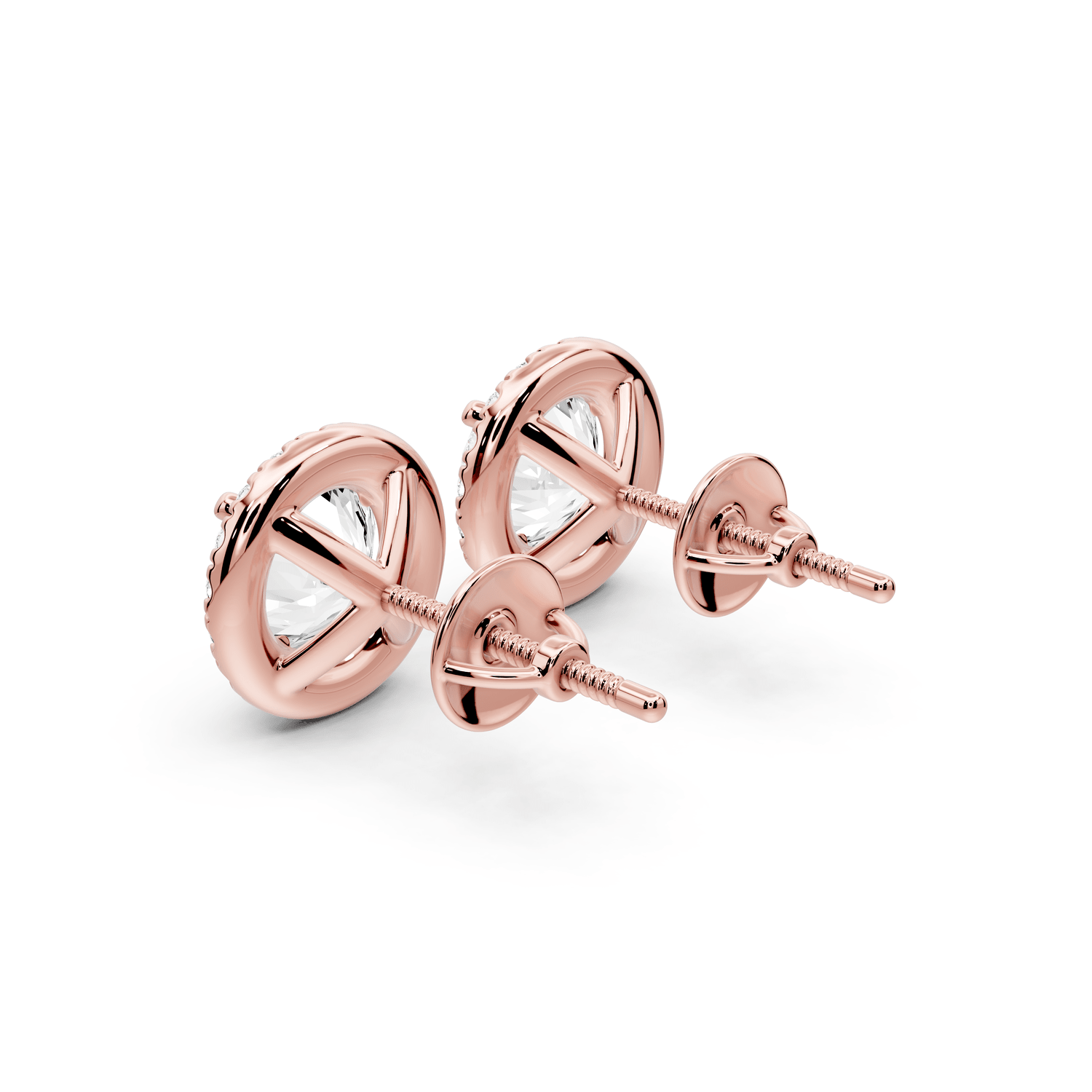 Solis - 3ct 14k rose gold Round - Cut Diamond Stud Earrings - Mr. Alex Jewelry