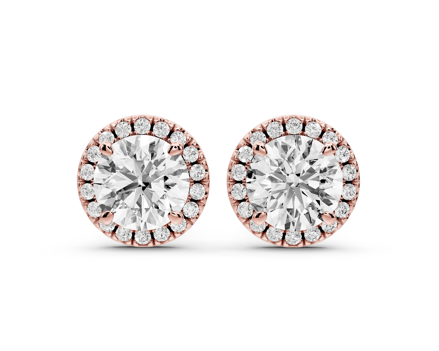 Solis - 3ct 14k rose gold Round - Cut Diamond Stud Earrings - Mr. Alex Jewelry