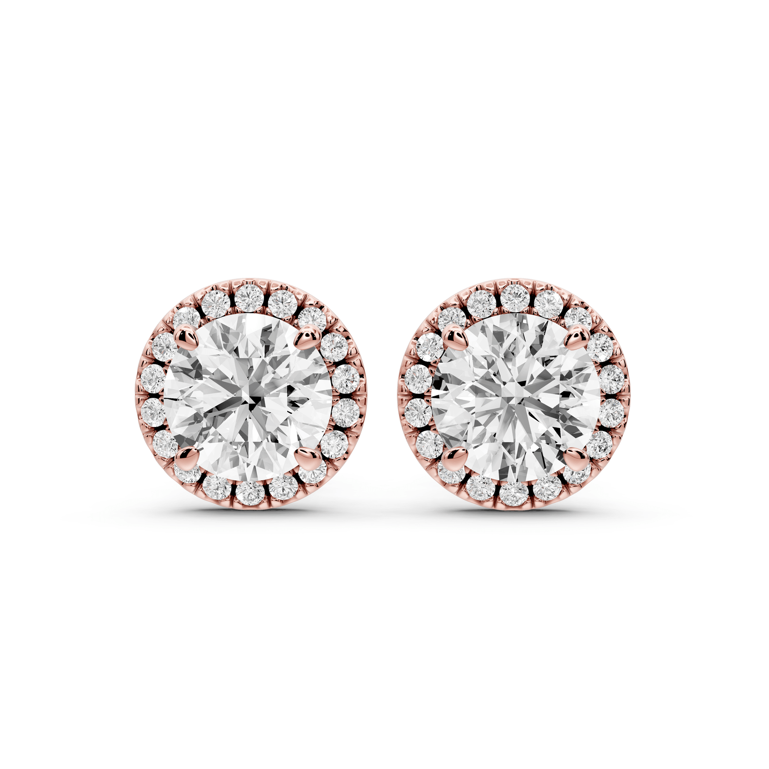 Solis - 3ct 14k rose gold Round - Cut Diamond Stud Earrings - Mr. Alex Jewelry