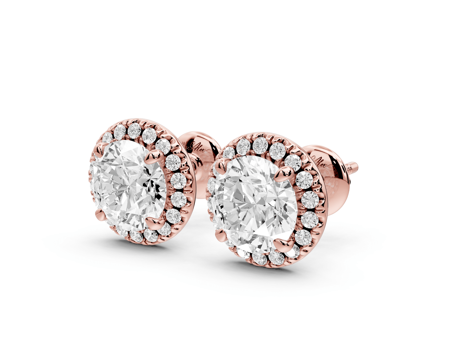 Solis - 3ct 14k rose gold Round - Cut Diamond Stud Earrings - Mr. Alex Jewelry