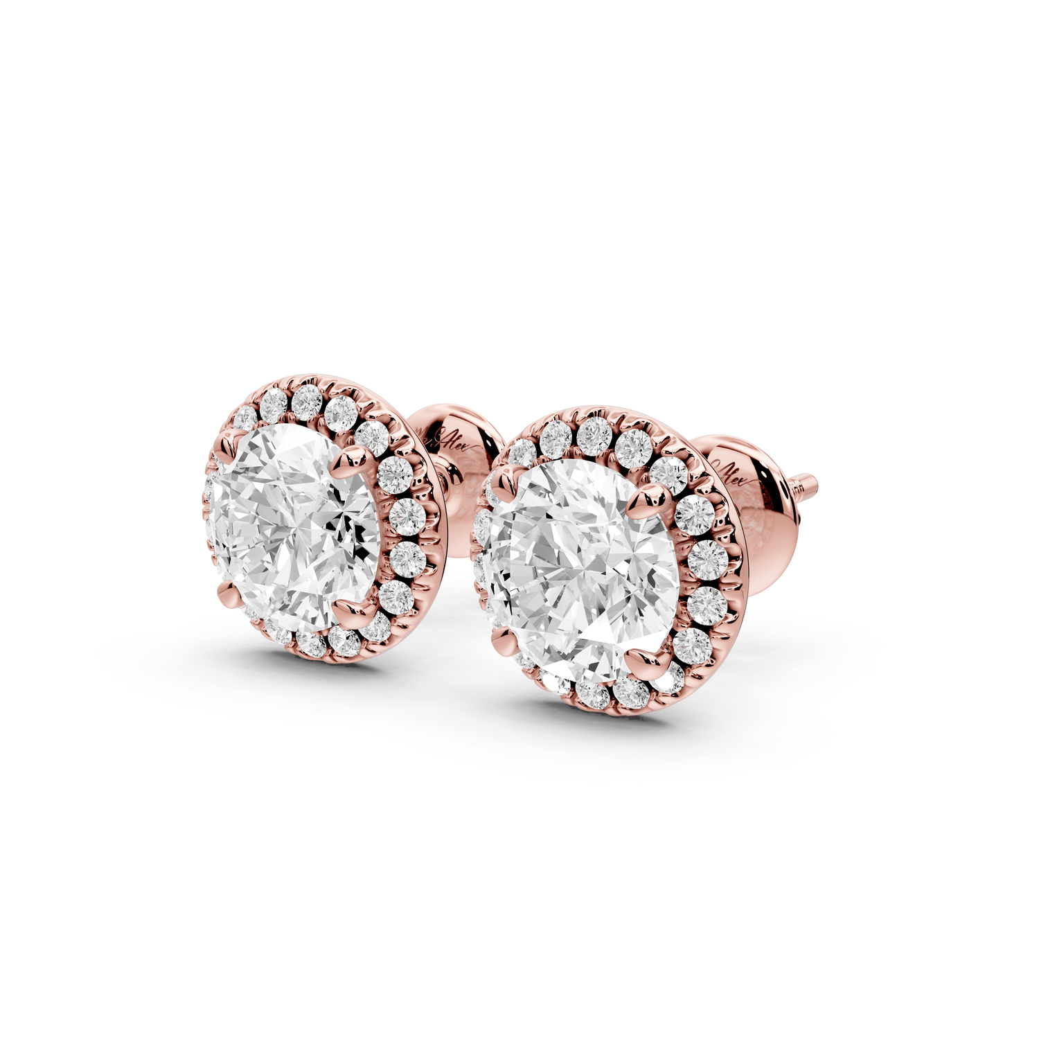 Solis - 3ct 14k rose gold Round - Cut Diamond Stud Earrings - Mr. Alex Jewelry
