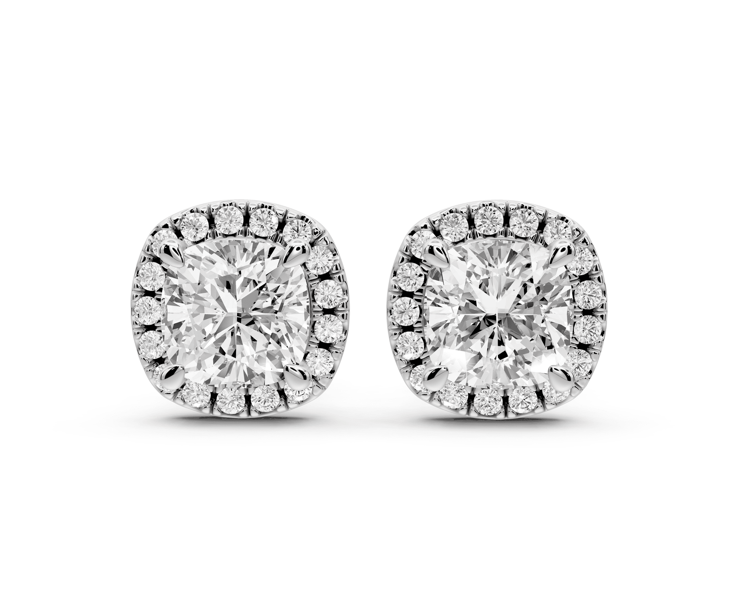 Solis - 3ct 14k white gold Cushion - Cut Diamond Stud Earrings - Mr. Alex Jewelry