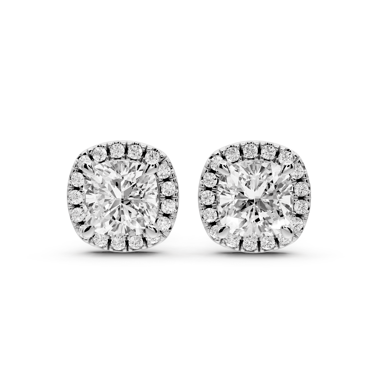 Solis - 3ct 14k white gold Cushion - Cut Diamond Stud Earrings - Mr. Alex Jewelry
