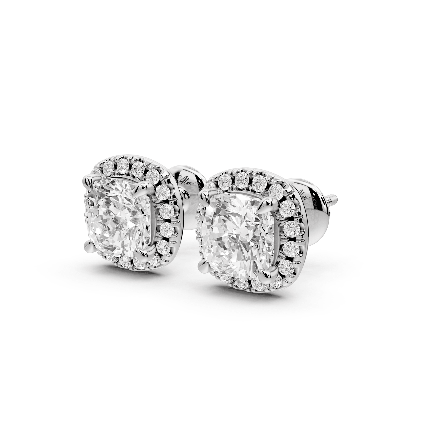 Solis - 3ct 14k white gold Cushion - Cut Diamond Stud Earrings - Mr. Alex Jewelry