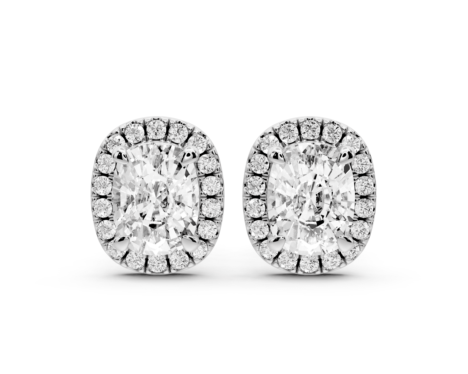 Solis - 3ct 14k white gold Elgcushion - Cut Diamond Stud Earrings - Mr. Alex Jewelry