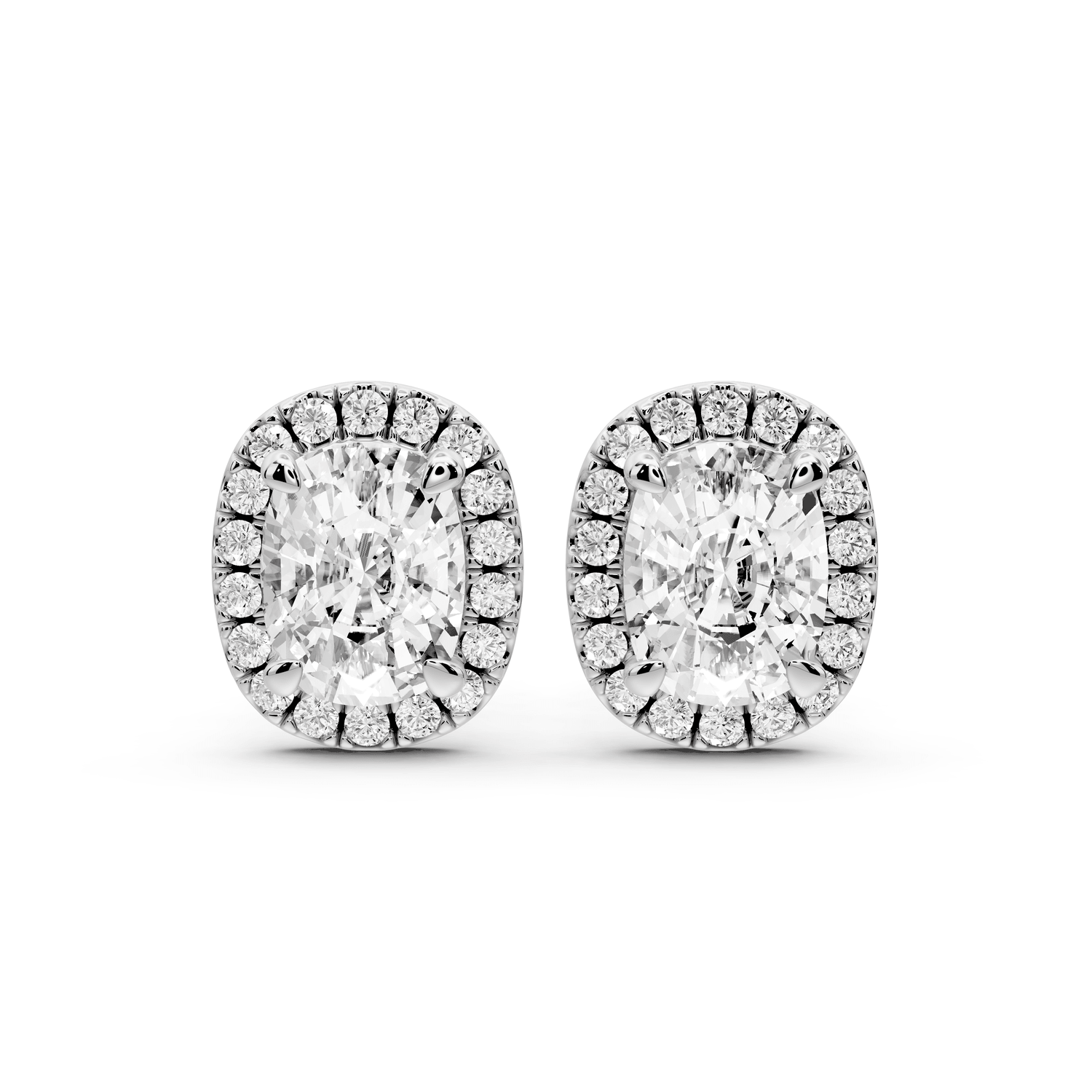 Solis - 3ct 14k white gold Elgcushion - Cut Diamond Stud Earrings - Mr. Alex Jewelry