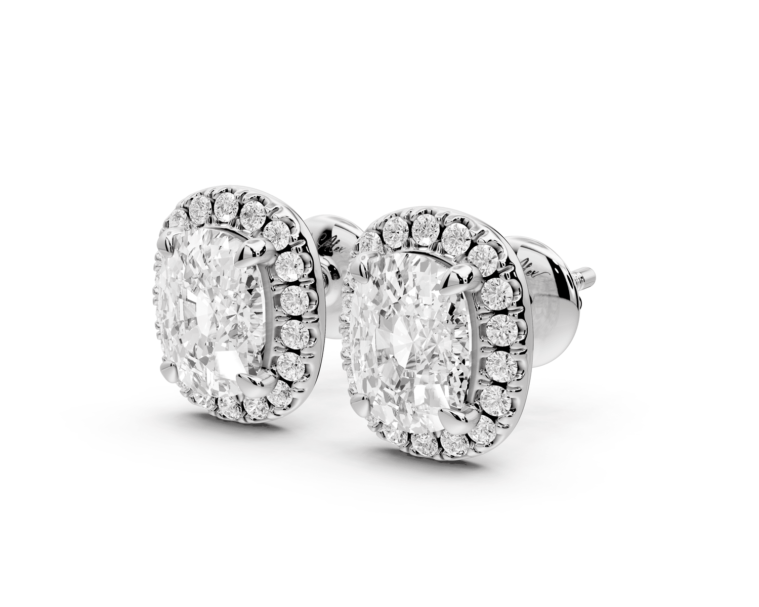 Solis - 3ct 14k white gold Elgcushion - Cut Diamond Stud Earrings - Mr. Alex Jewelry
