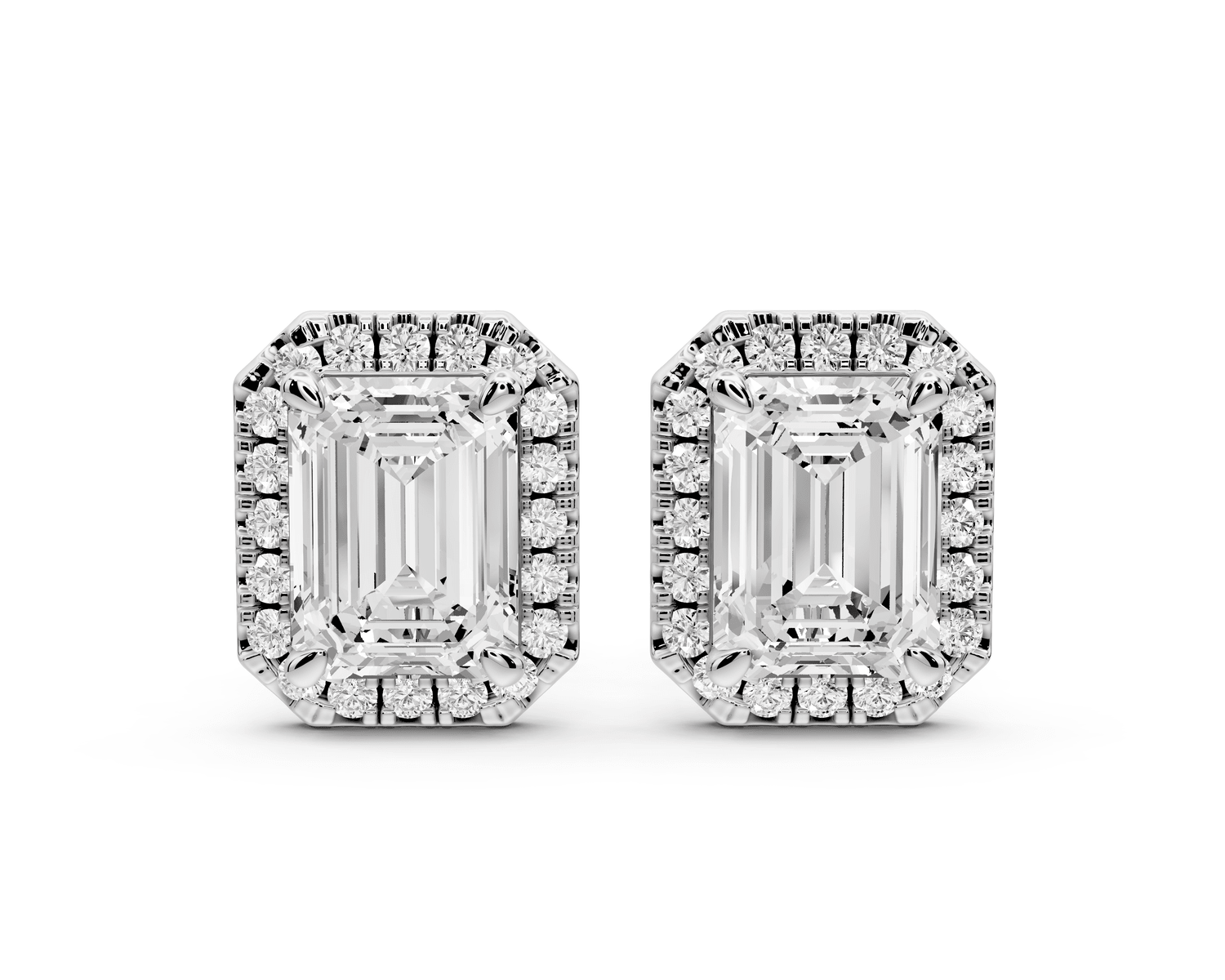 Solis - 3ct 14k white gold Emerald - Cut Diamond Stud Earrings - Mr. Alex Jewelry