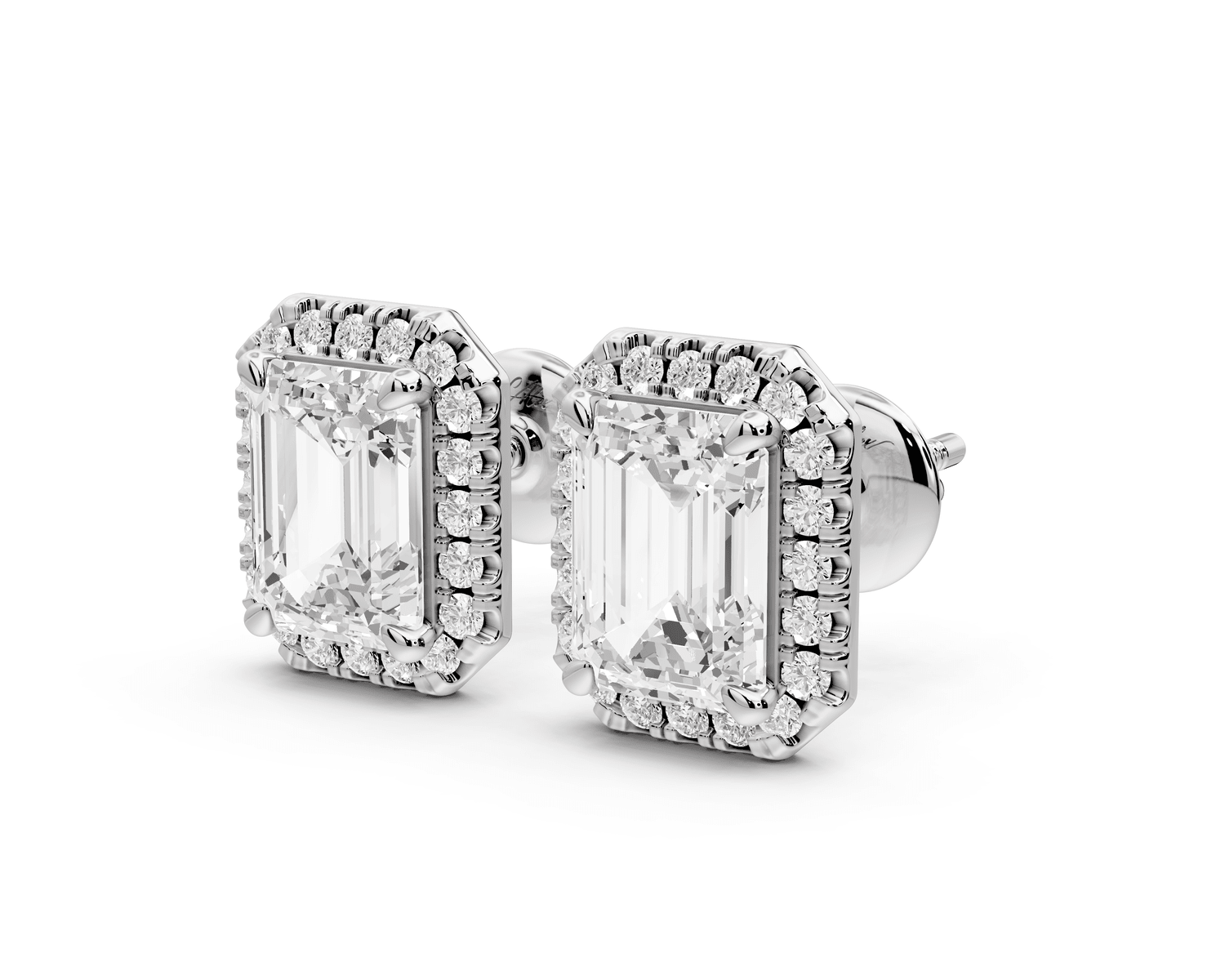 Solis - 3ct 14k white gold Emerald - Cut Diamond Stud Earrings - Mr. Alex Jewelry